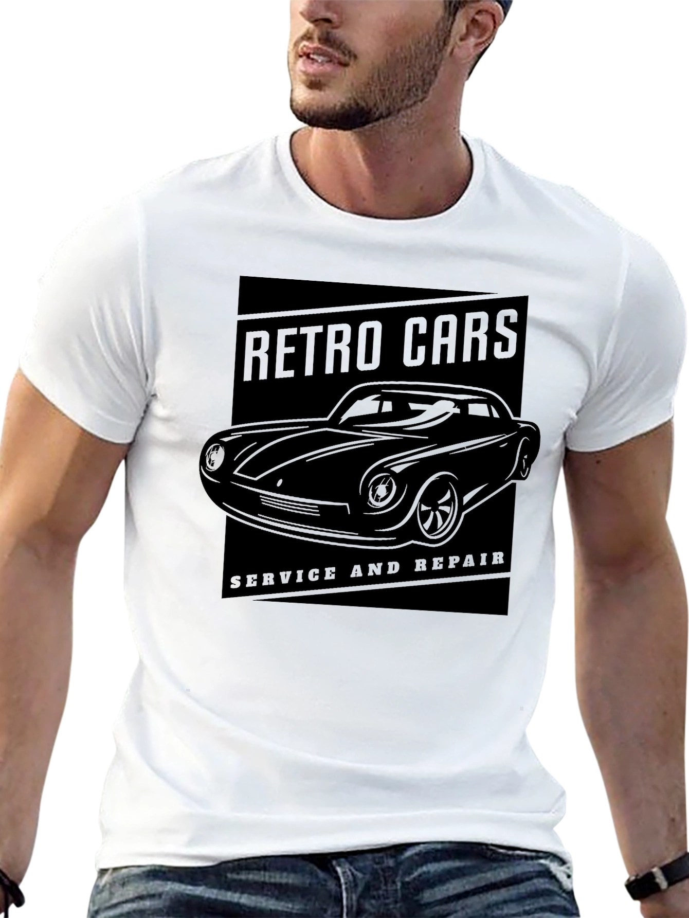 Retro Cars Service T-Shirt - Classic Automotive Style