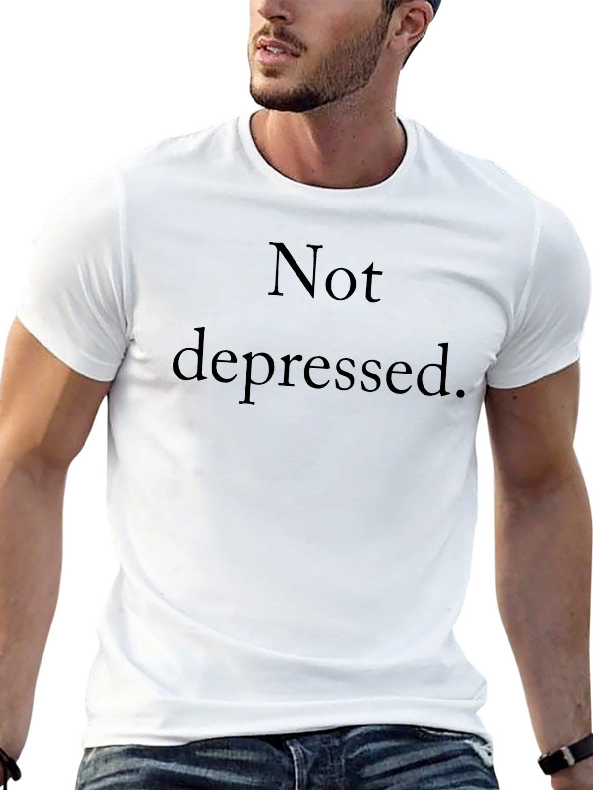 Not Depressed Black Graphic T-Shirt