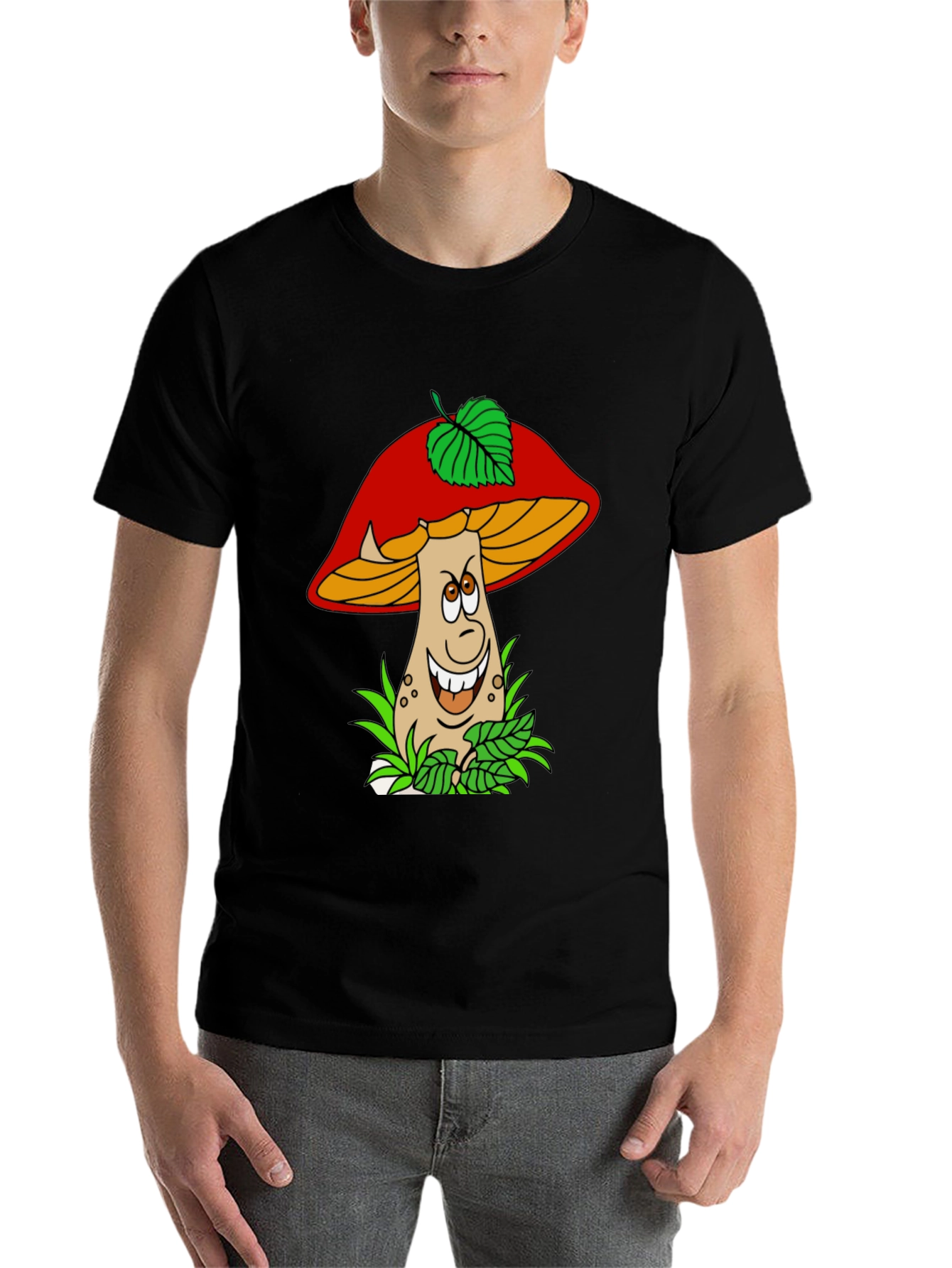 Cartoon Mushroom Graphic T-Shirt