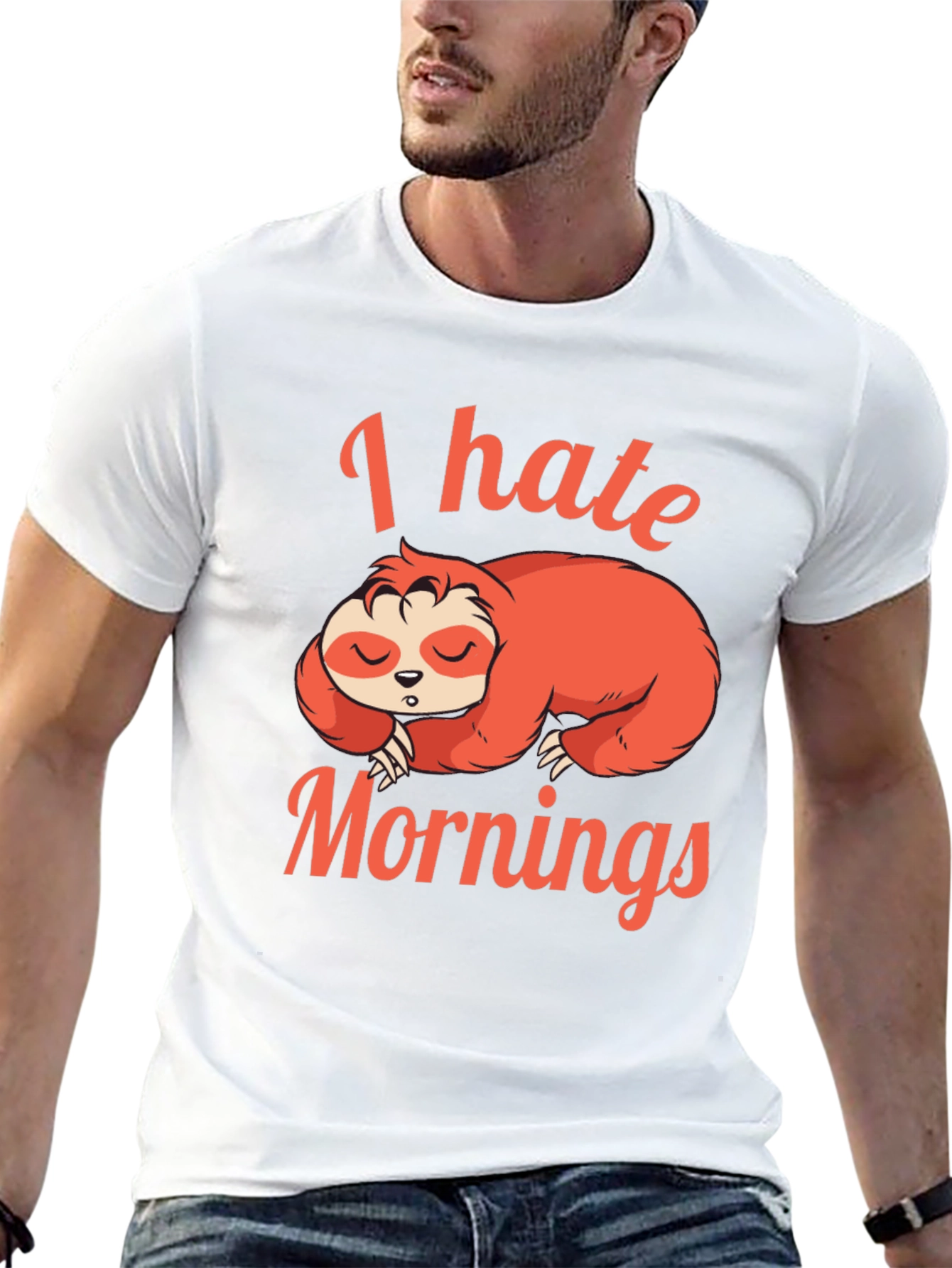 I Hate Mornings Sloth Graphic T-Shirt