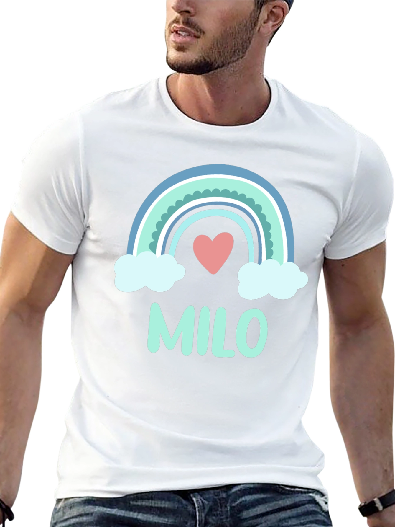 Milo Rainbow Heart Tee - Cute Kids Personalized T-Shirt