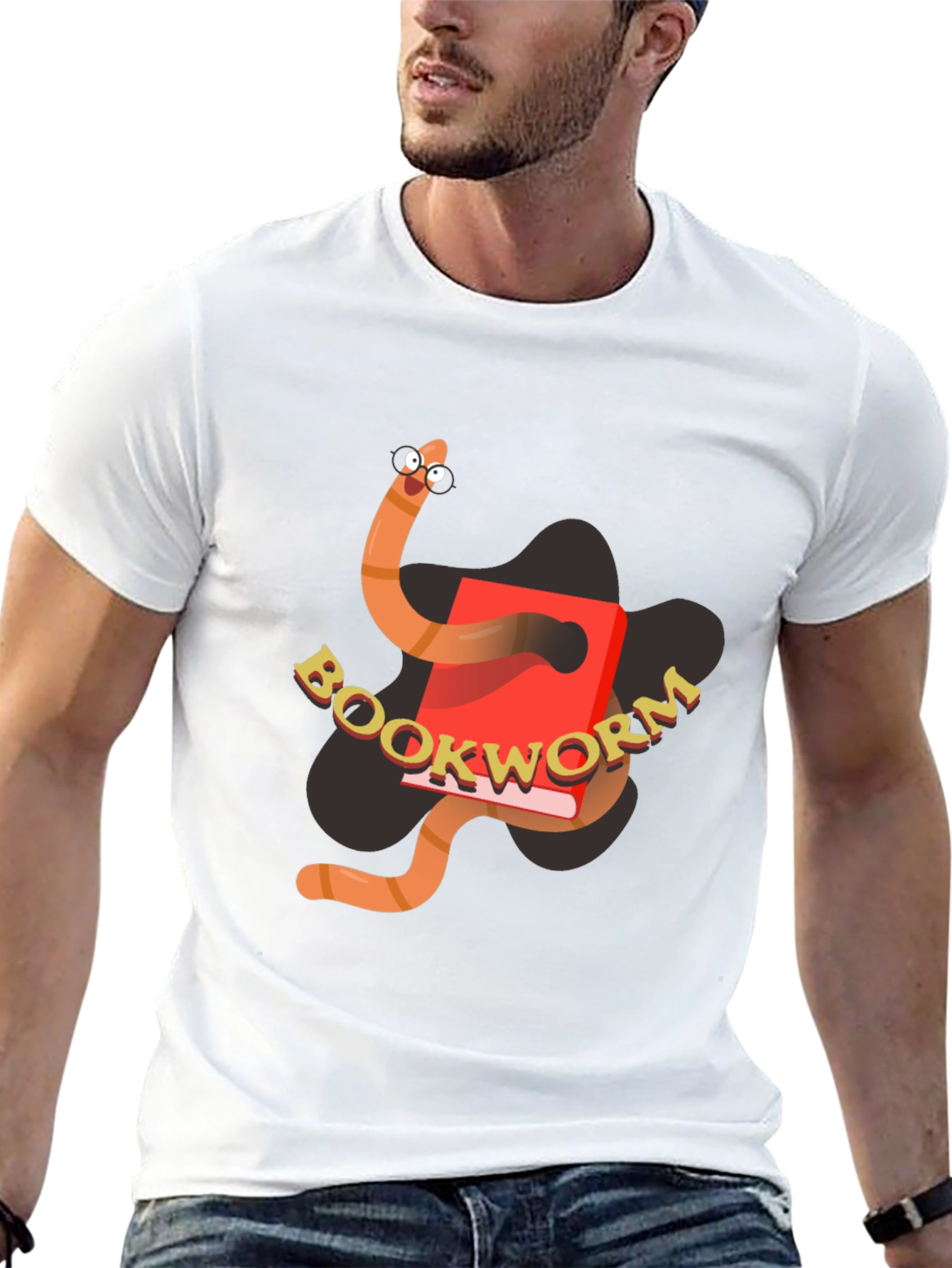 Bookworm Graphic Tee - Black Cotton T-Shirt
