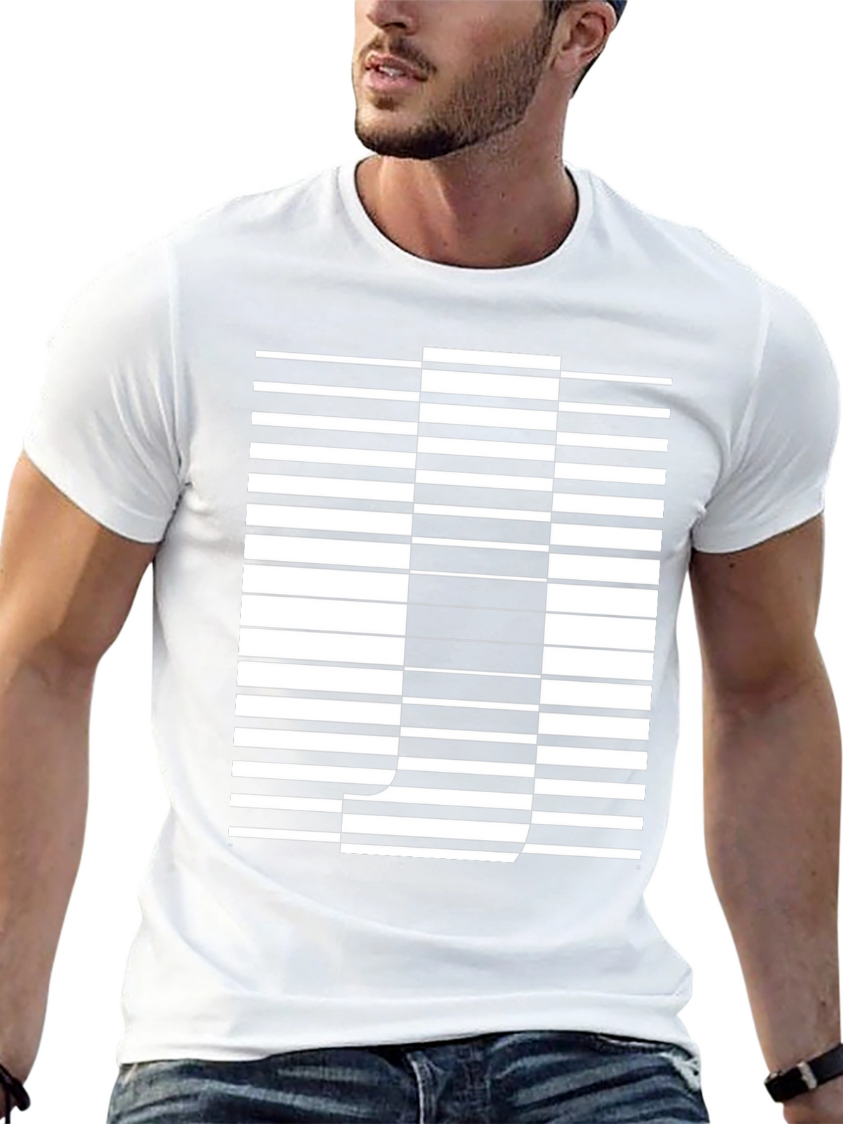 Optical Illusion Letter J Graphic Tee - Black