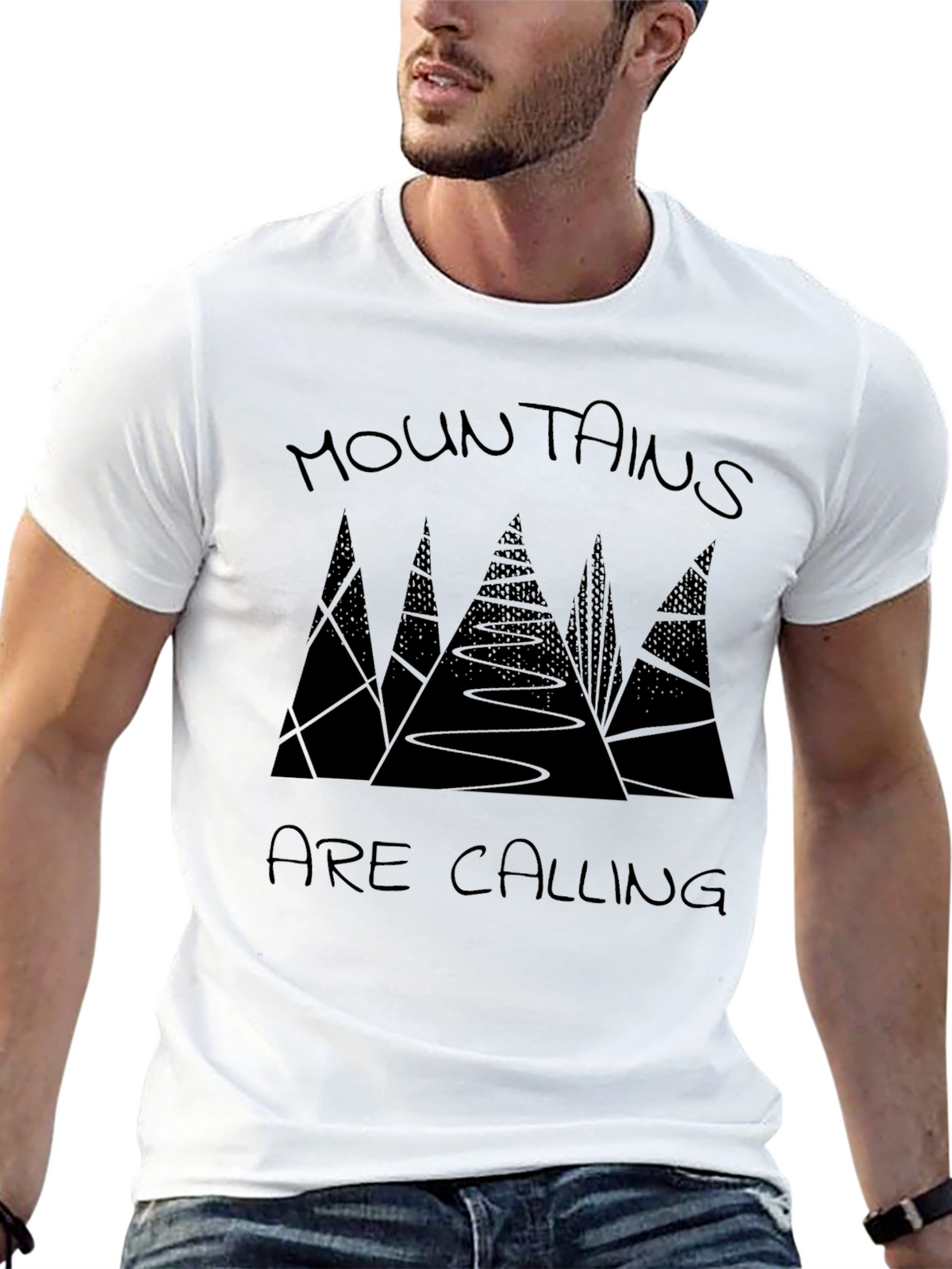 Mountains are Calling Black Graphic Tee