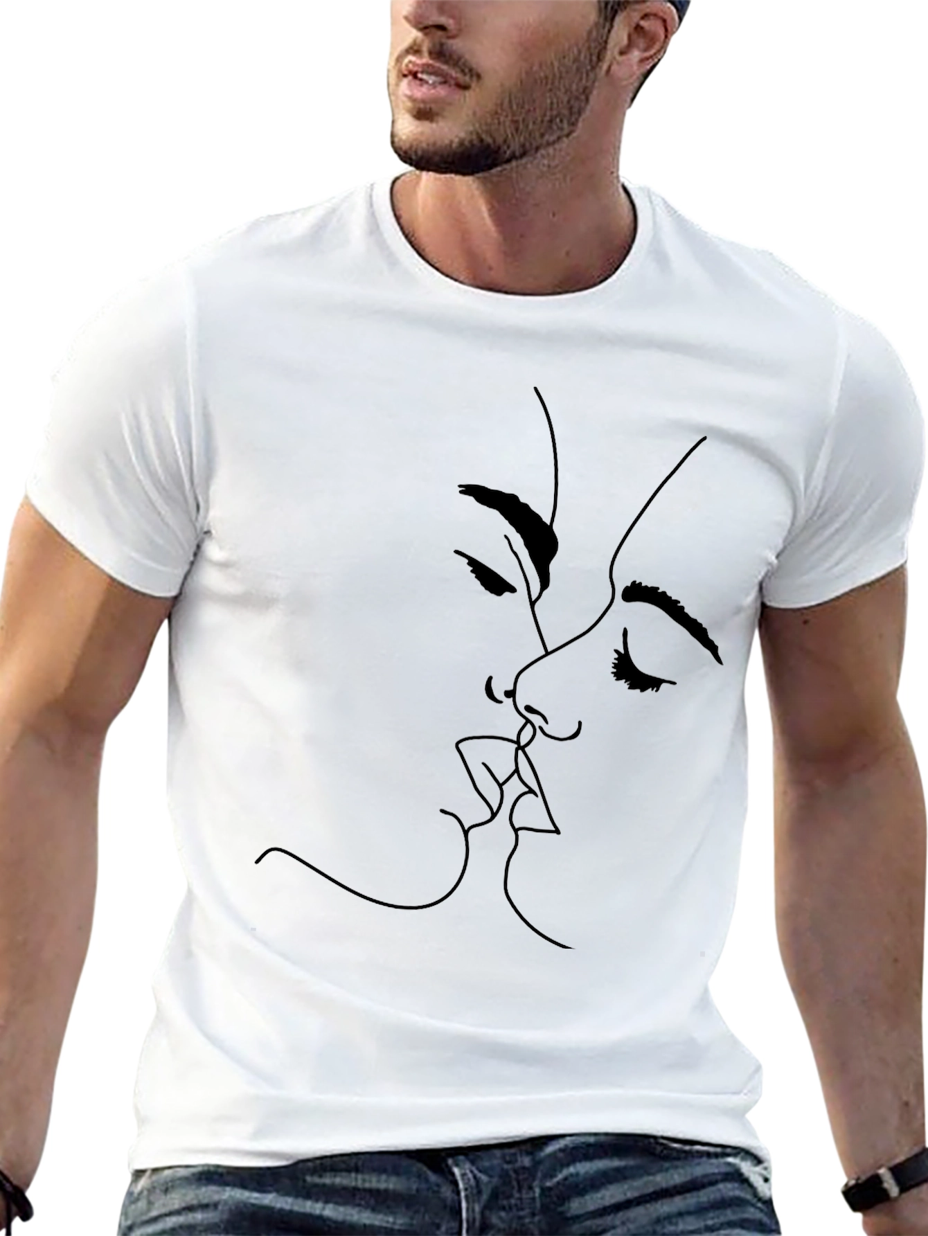 Minimalist Kiss Graphic Black T-Shirt