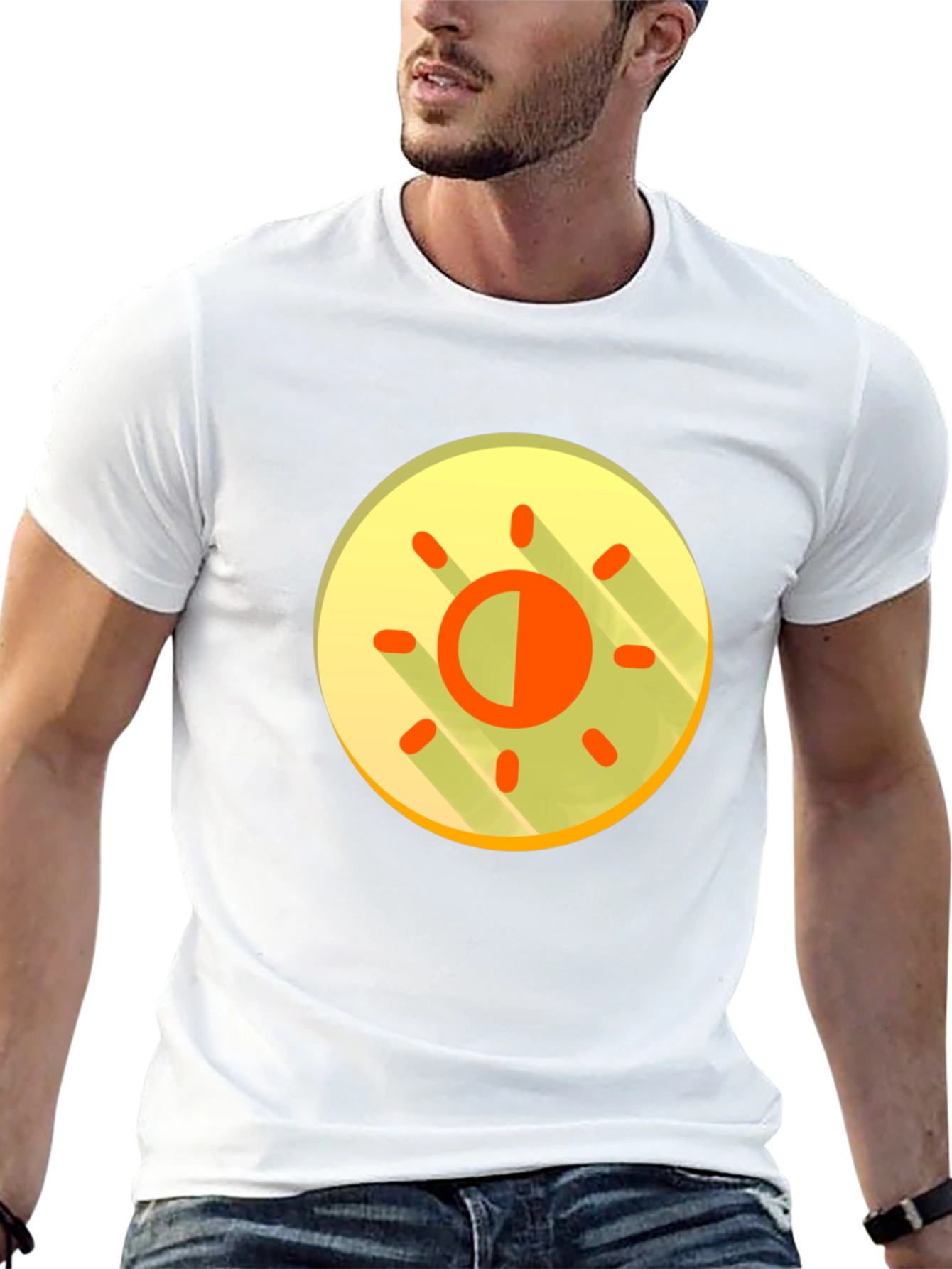 Contrast Sun Graphic T-Shirt - Black