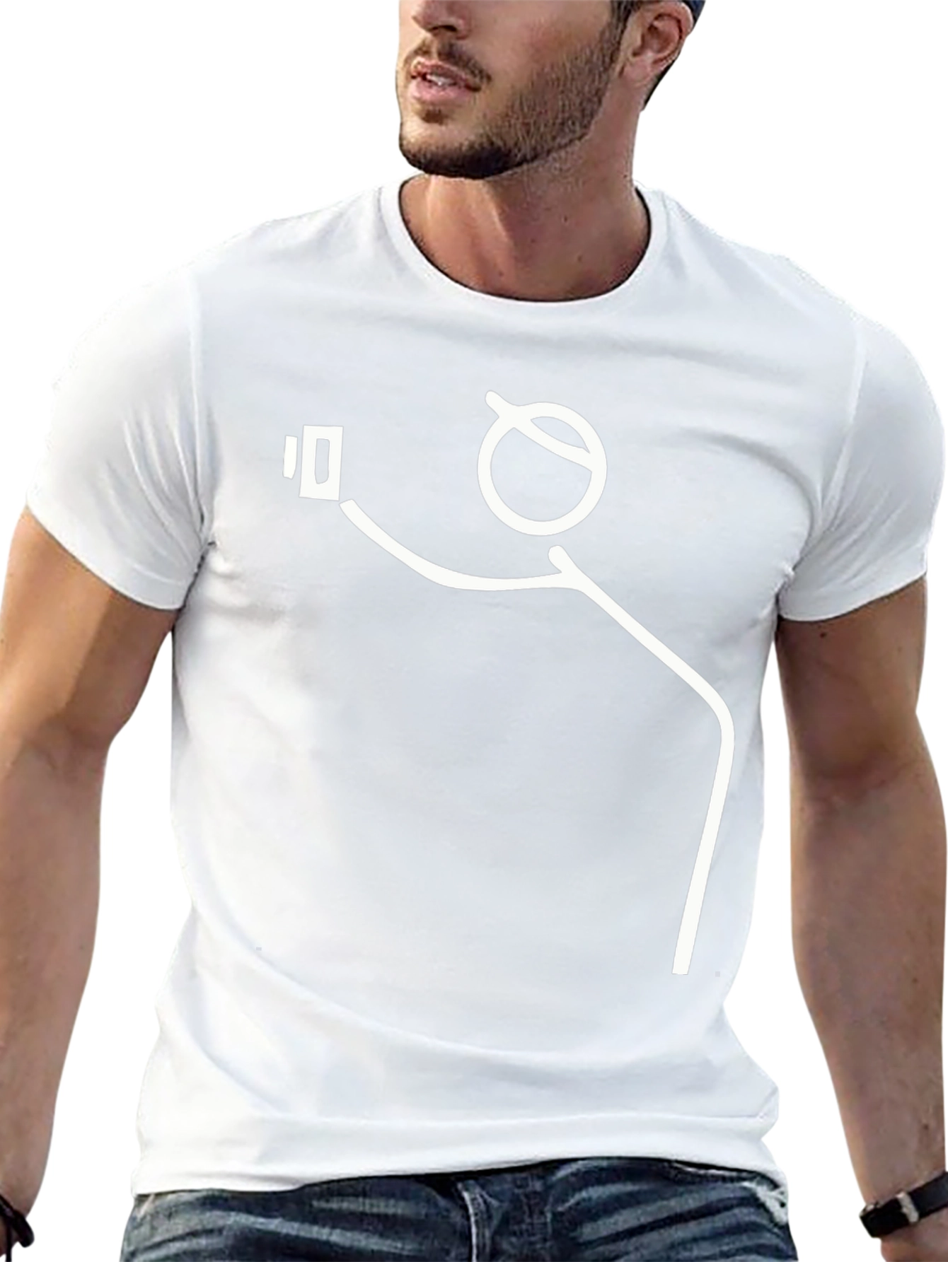 Funny Stick Figure Selfie Black T-Shirt
