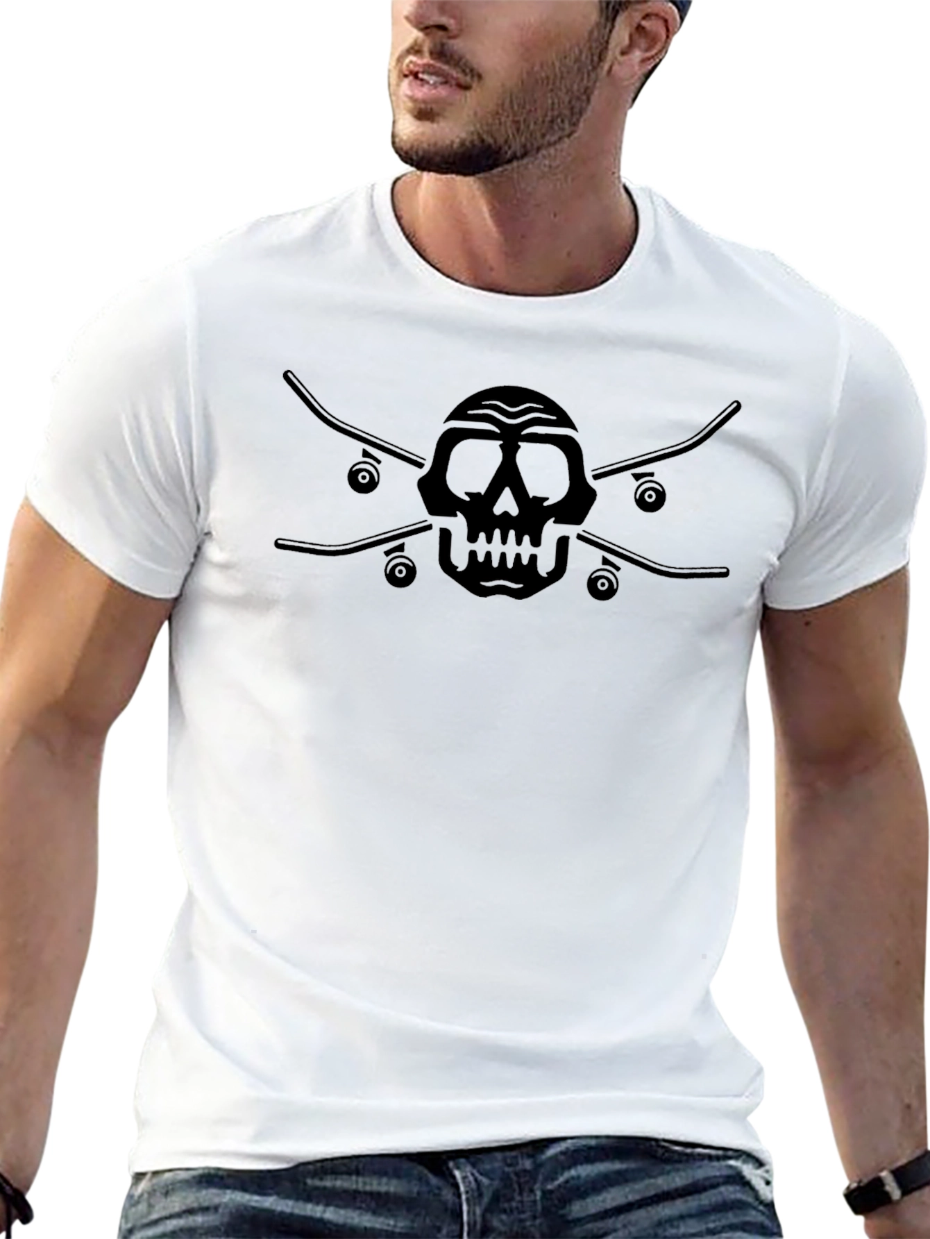 Skull & Skateboards Graphic T-Shirt - Mens Black Tee