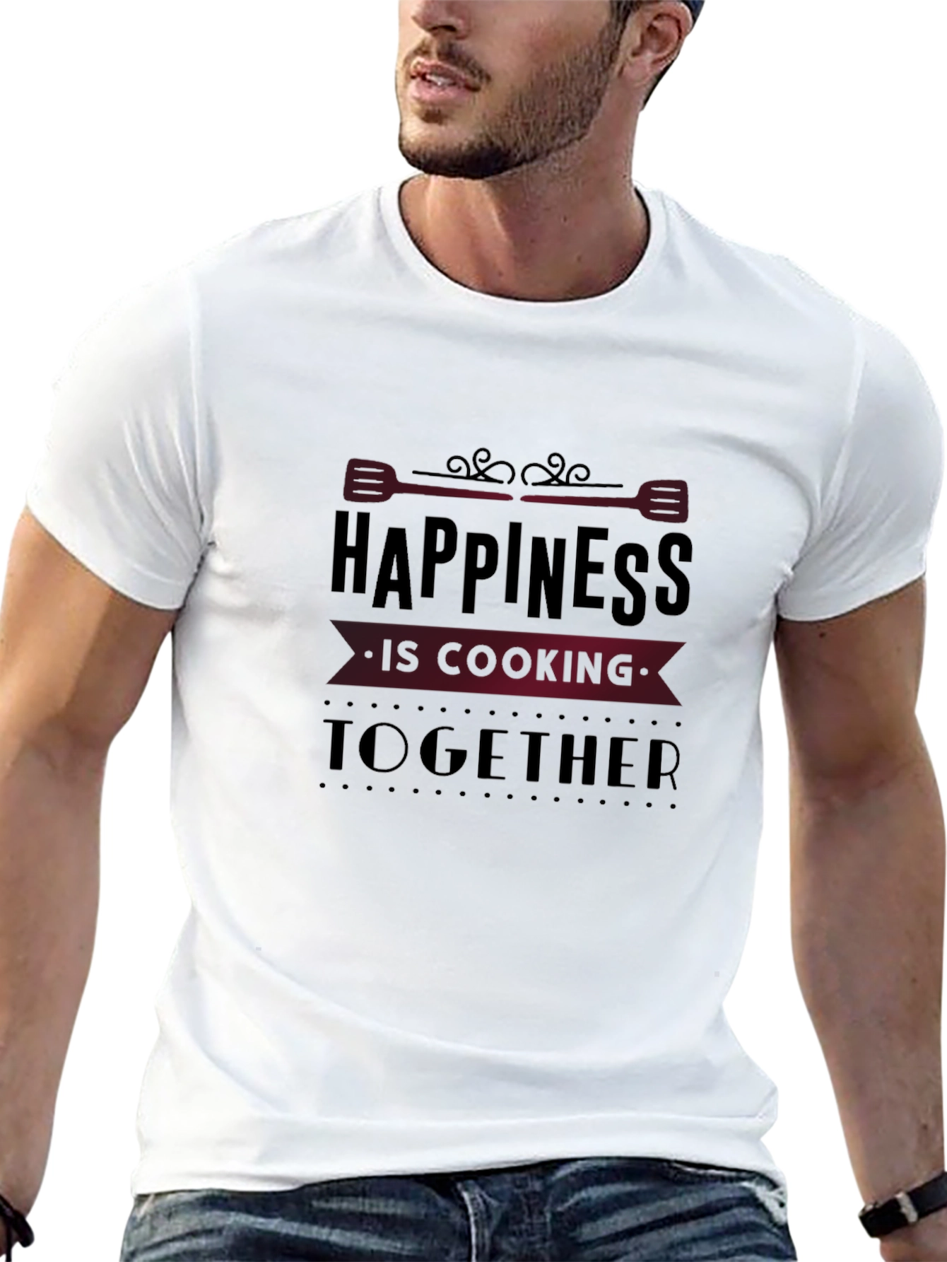 Happiness is Cooking Together Black Graphic Tee