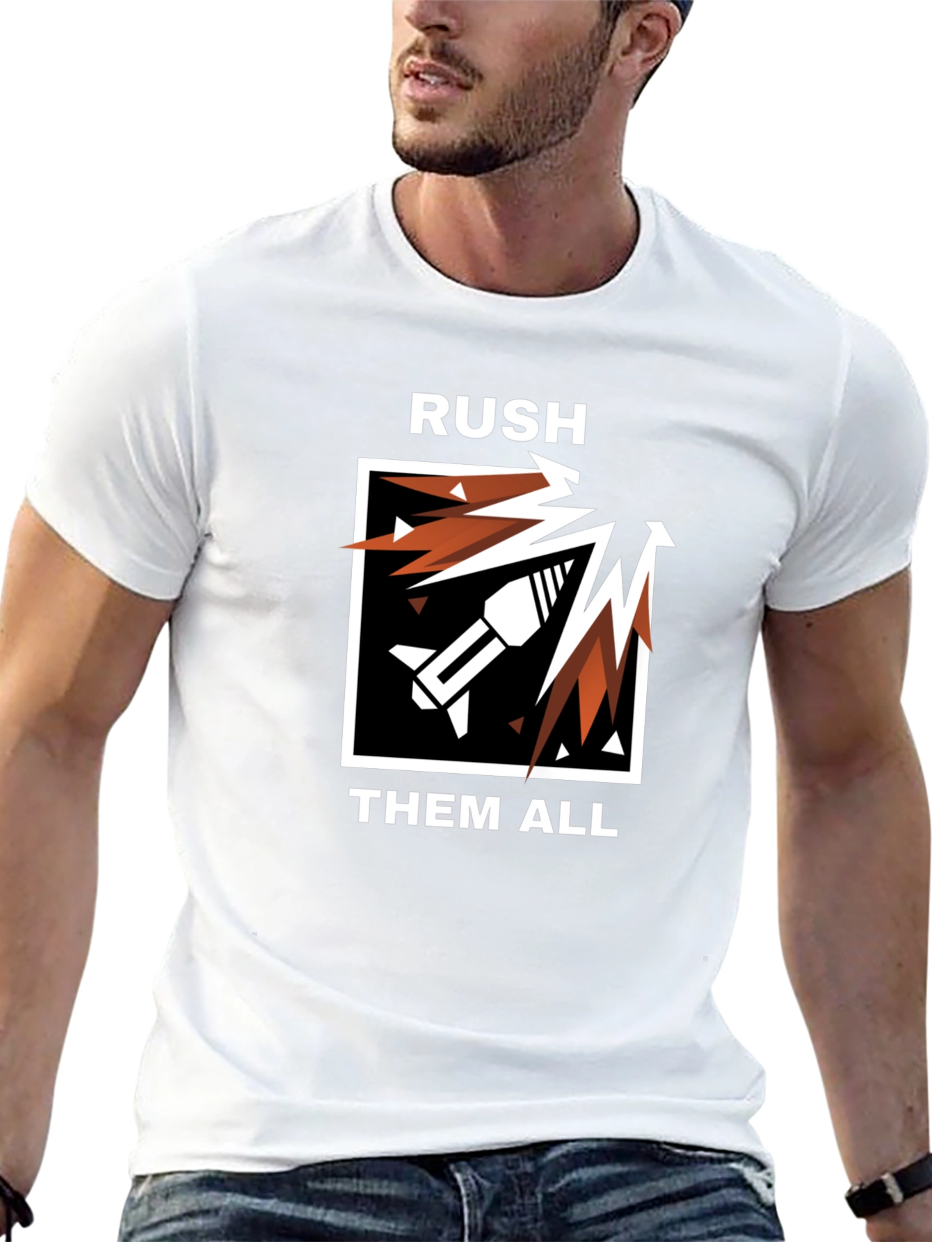 RUSH THEM ALL Black Graphic Tee - Gaming Apparel