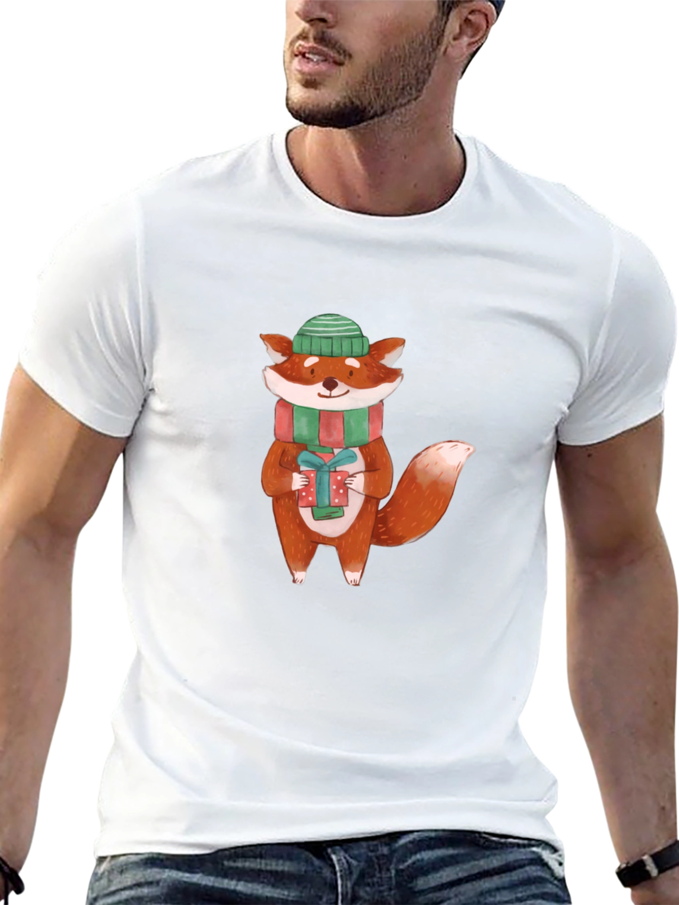 Festive Fox Graphic Tee - Holiday Cheer