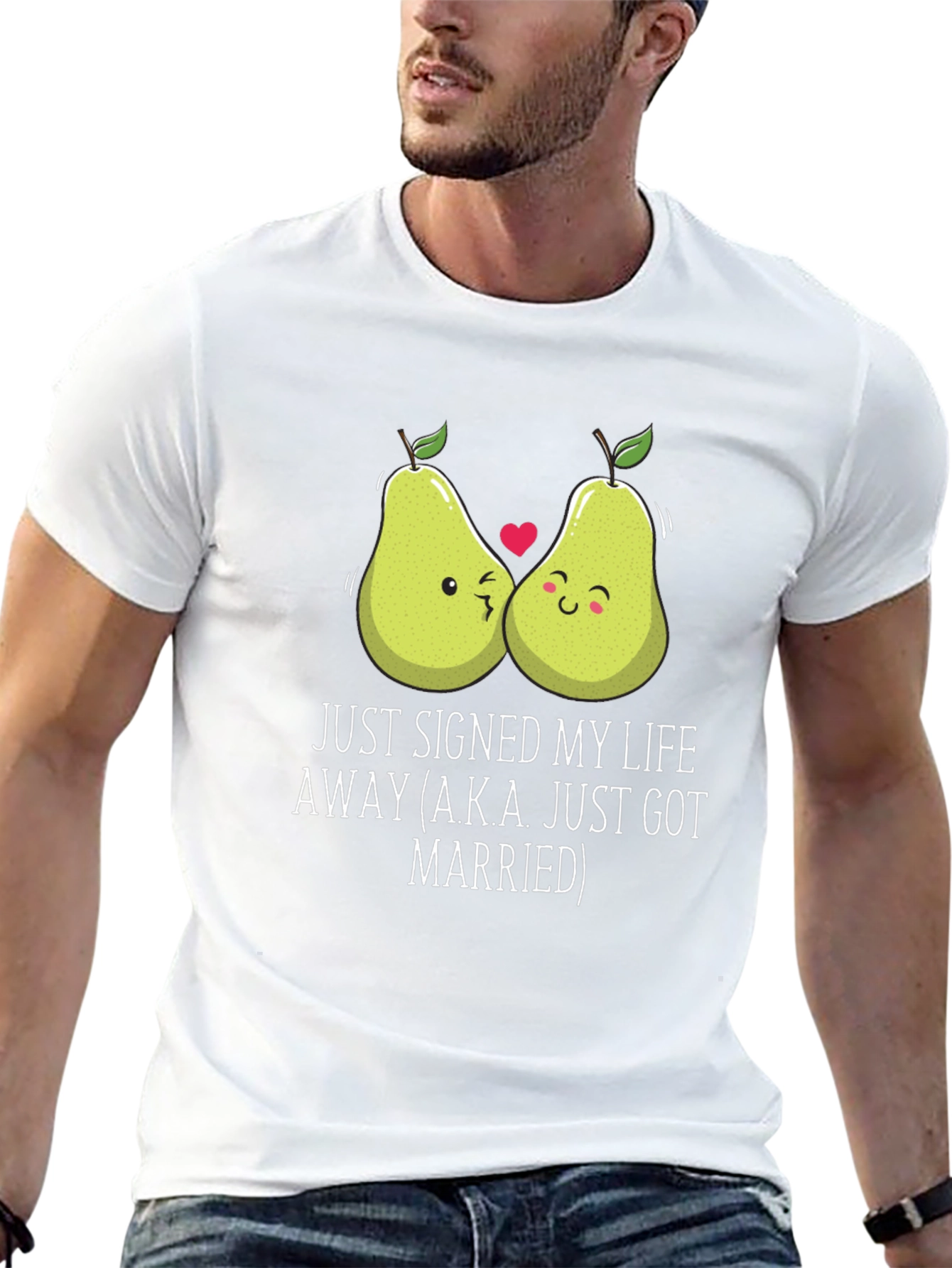 Just Married Couples Pear Graphic T-Shirt