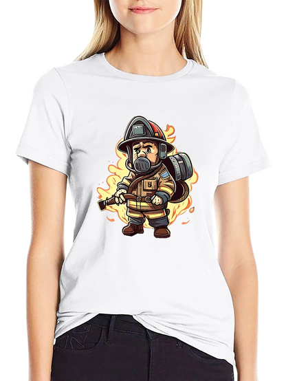 Firefighter Cartoon Graphic T-Shirt