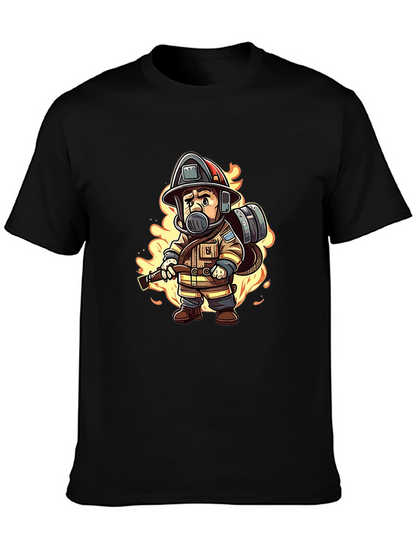 Firefighter Cartoon Graphic T-Shirt