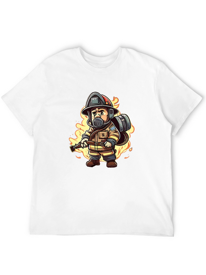 Firefighter Cartoon Graphic T-Shirt