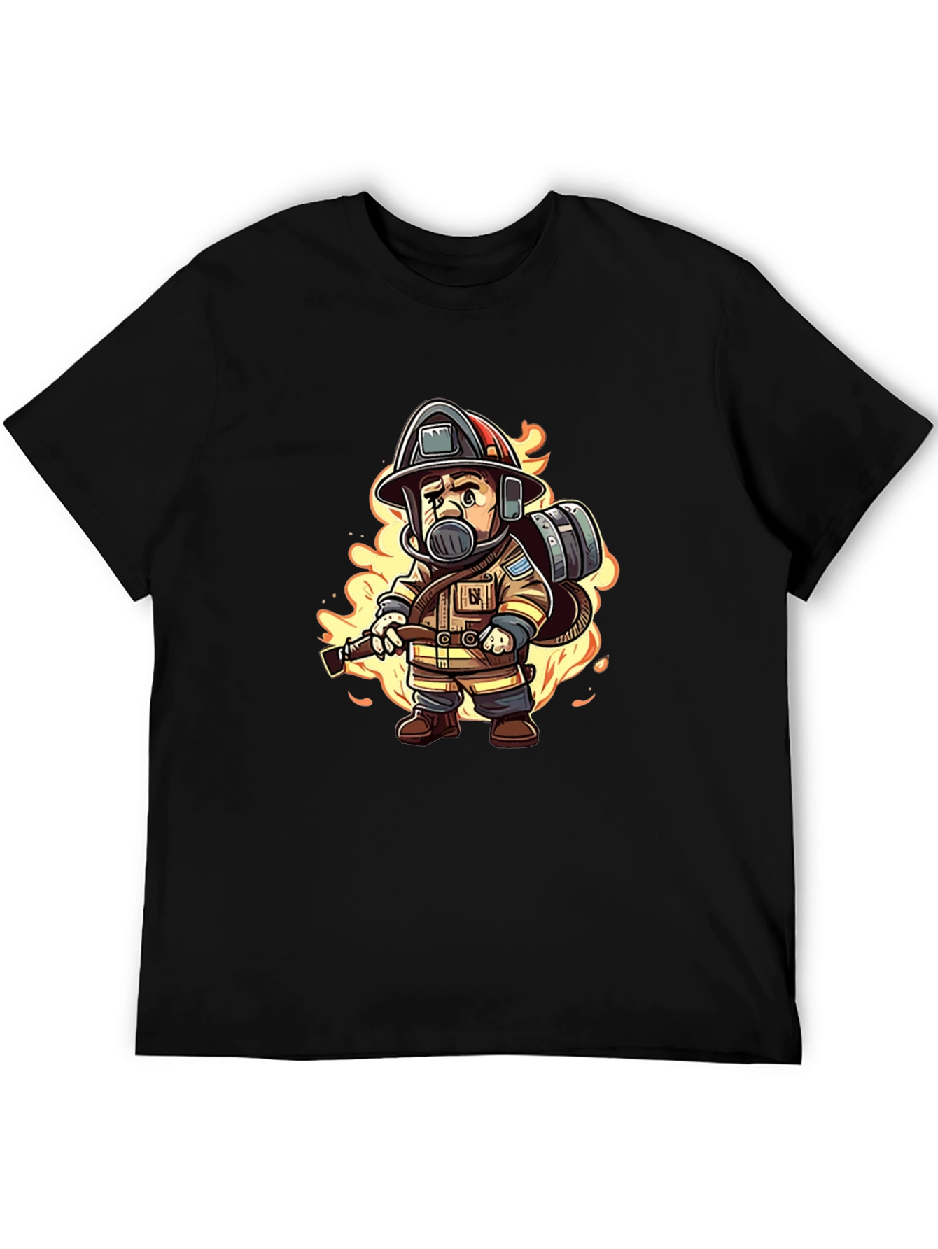 Firefighter Cartoon Graphic T-Shirt