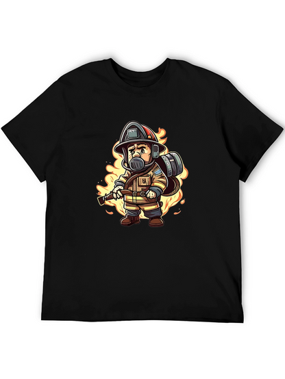 Firefighter Cartoon Graphic T-Shirt