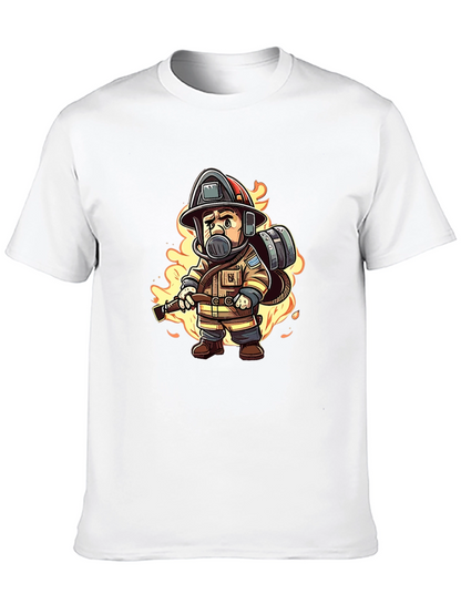Firefighter Cartoon Graphic T-Shirt