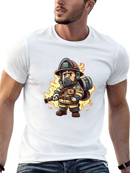 Firefighter Cartoon Graphic T-Shirt