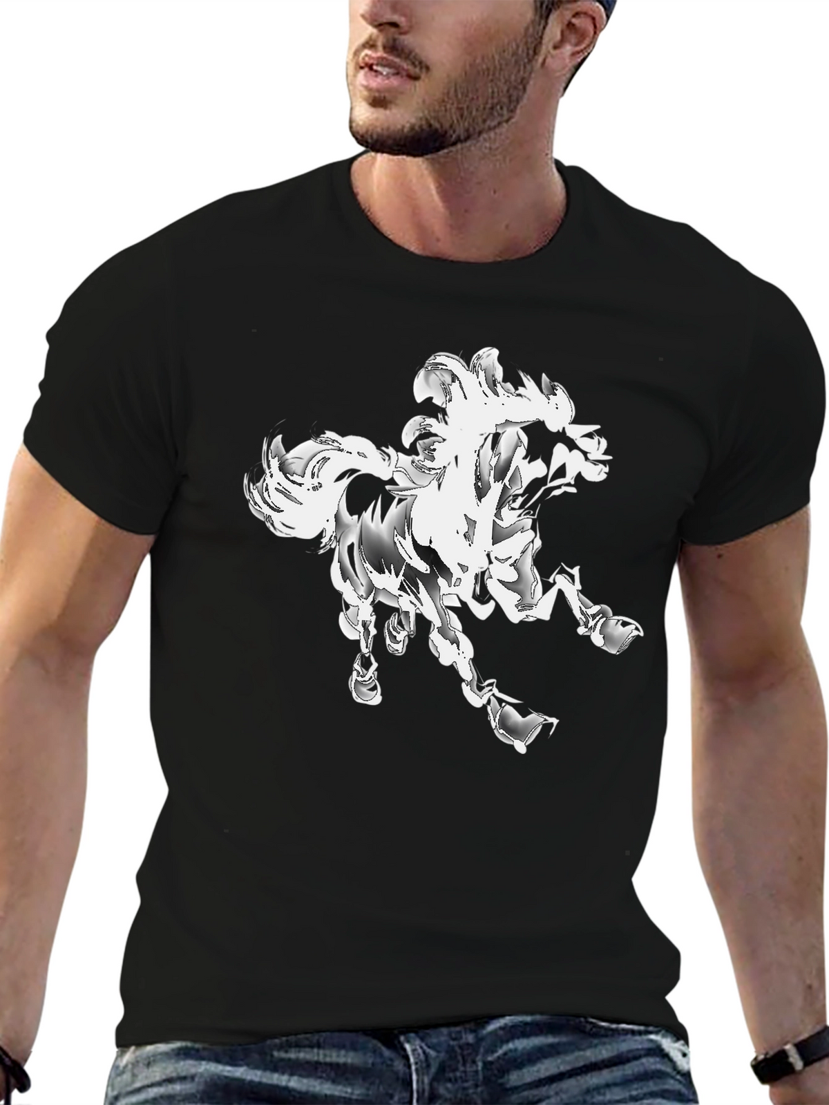 Abstract Horse Graphic T-Shirt
