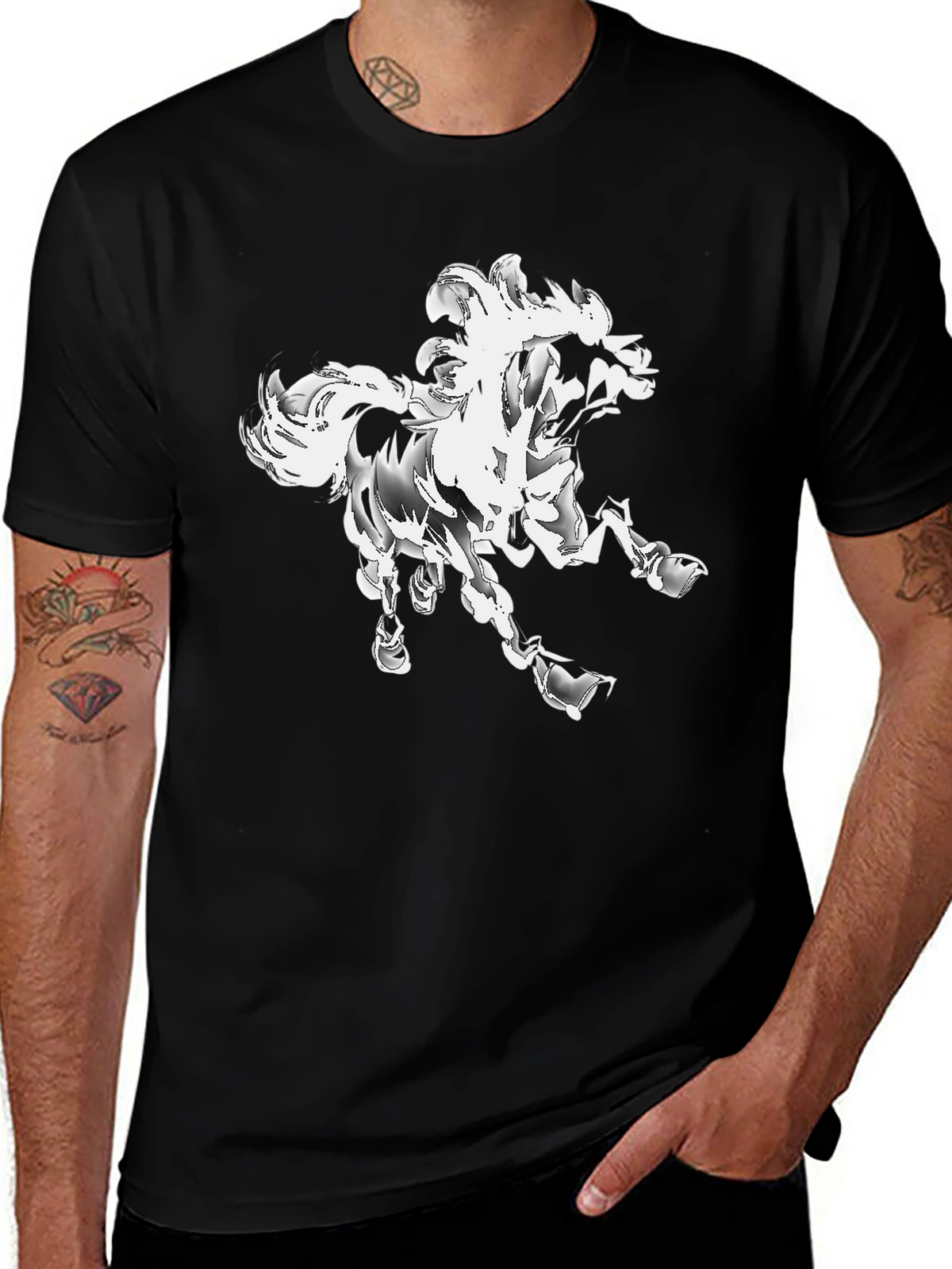 Abstract Horse Graphic T-Shirt