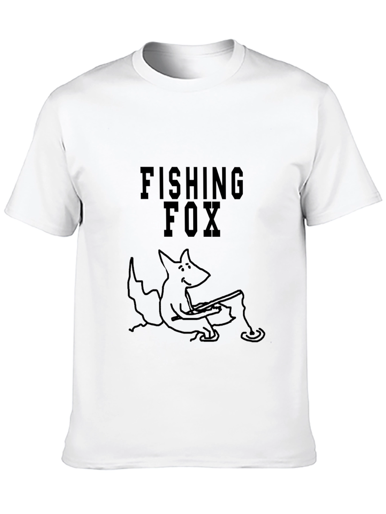 Fishing Fox Graphic Tee - Black Cotton Blend