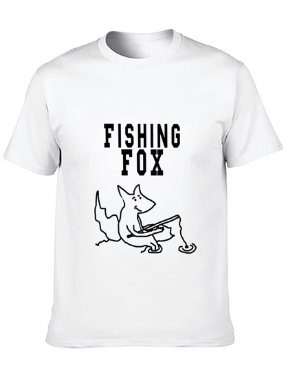 Fishing Fox Graphic Tee - Black Cotton Blend
