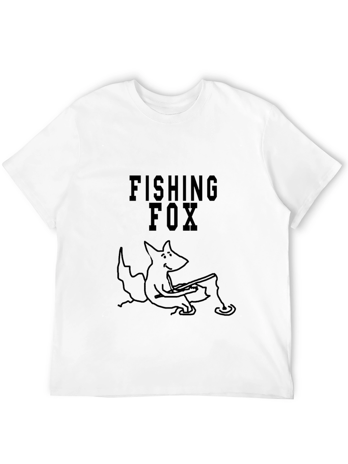 Fishing Fox Graphic Tee - Black Cotton Blend