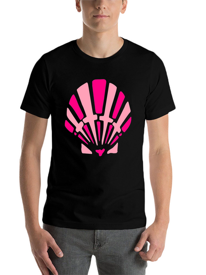 Pink Seashell Graphic Tee - Black Cotton Blend