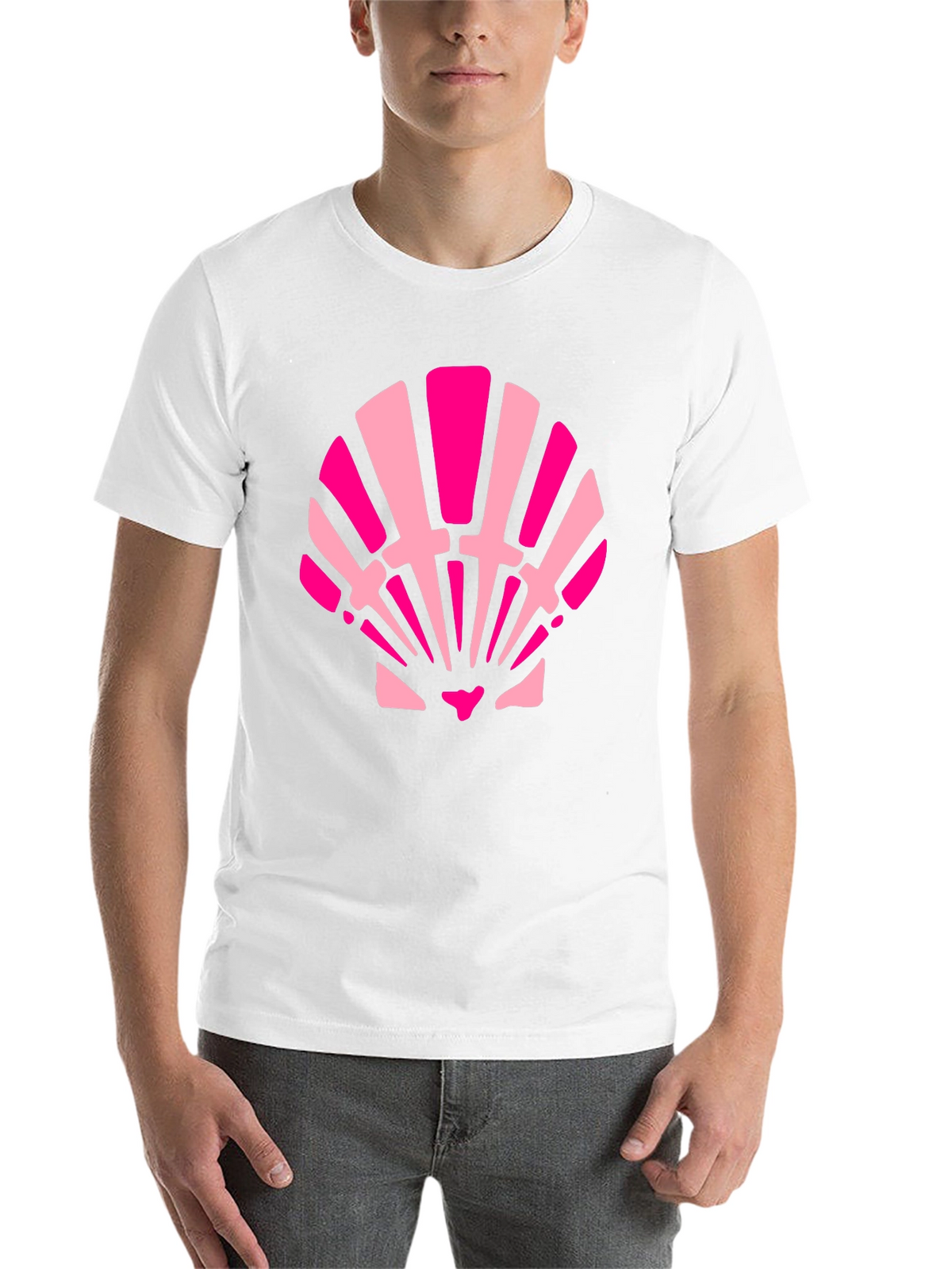 Pink Seashell Graphic Tee - Black Cotton Blend