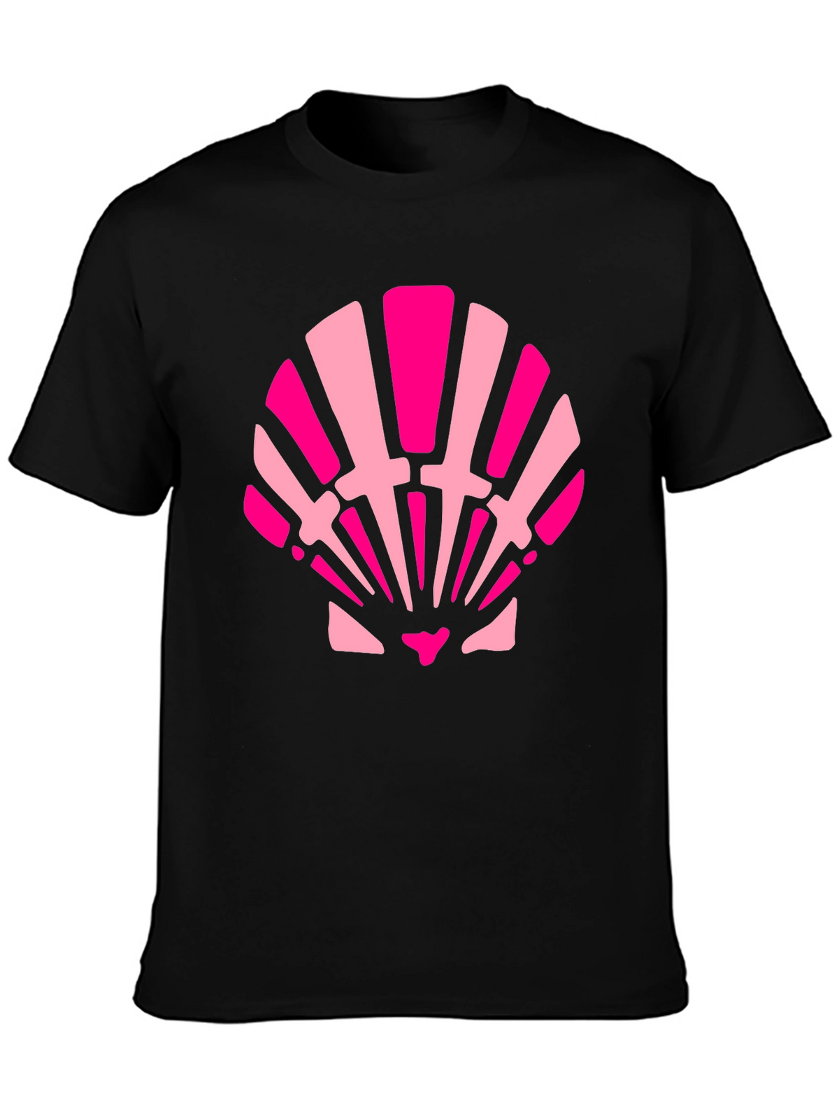 Pink Seashell Graphic Tee - Black Cotton Blend