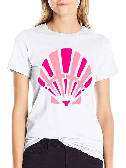 Pink Seashell Graphic Tee - Black Cotton Blend