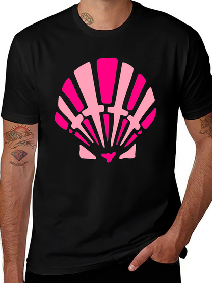Pink Seashell Graphic Tee - Black Cotton Blend