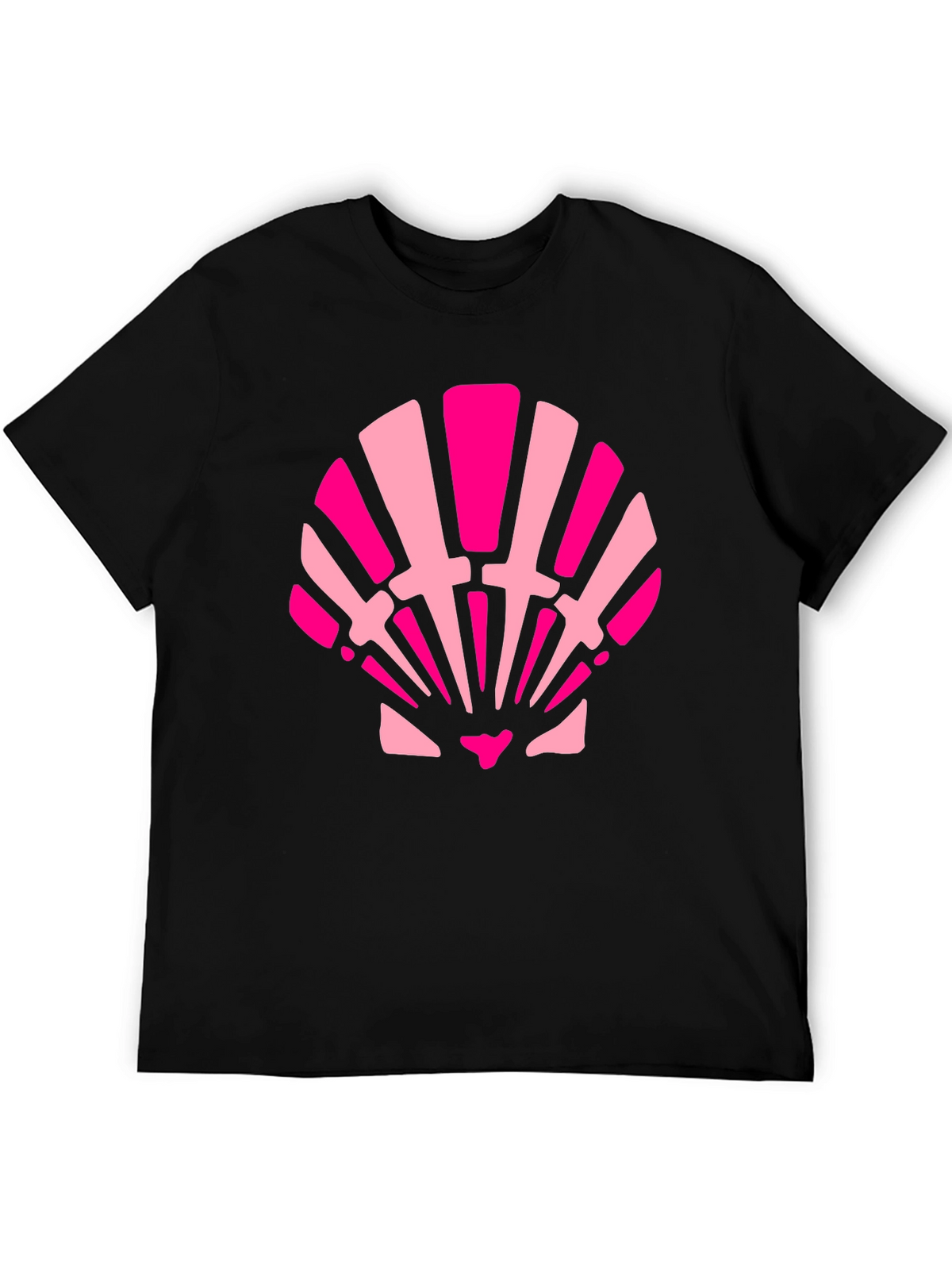 Pink Seashell Graphic Tee - Black Cotton Blend