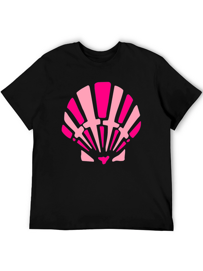 Pink Seashell Graphic Tee - Black Cotton Blend