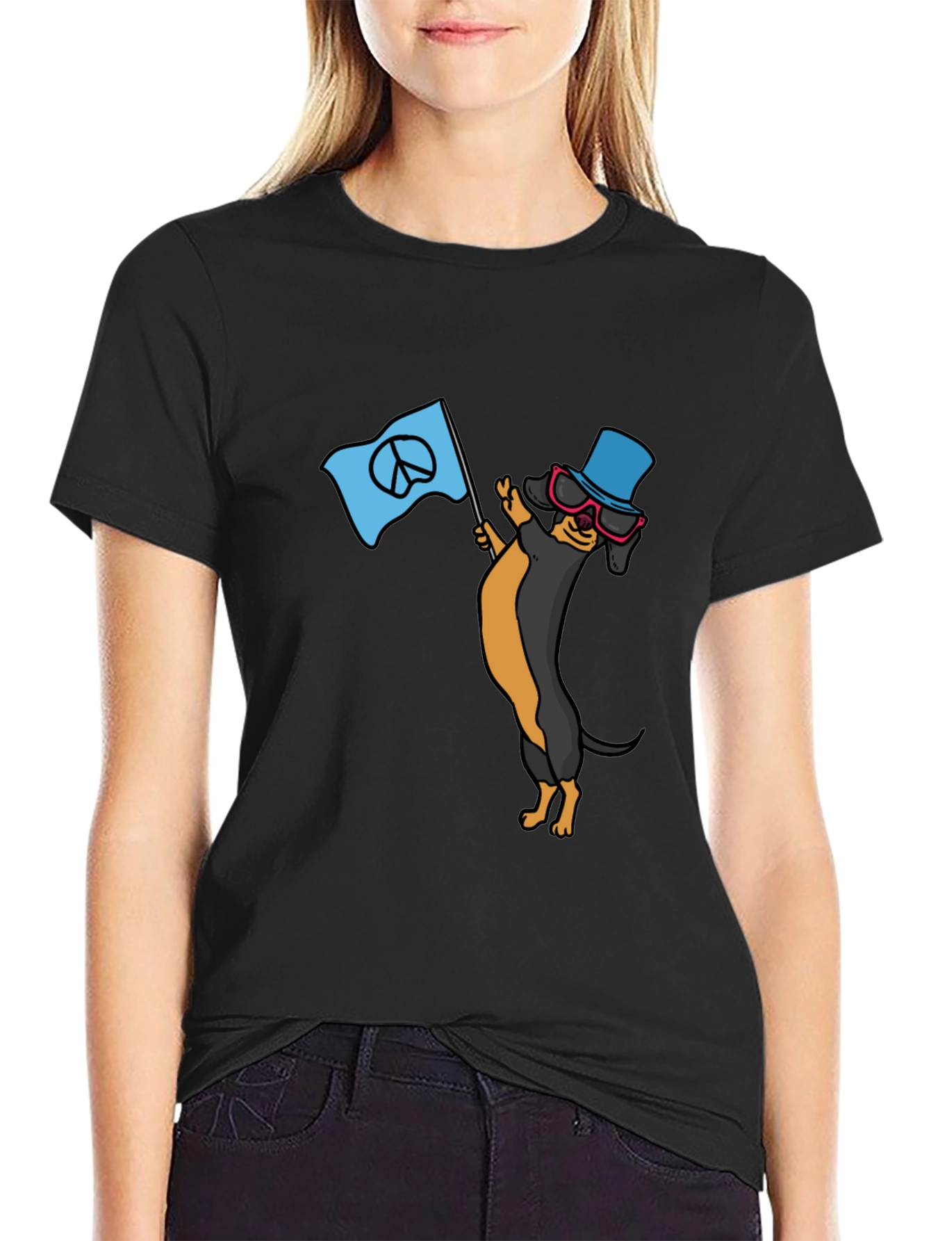 Cool Dachshund Peace Sign T-Shirt