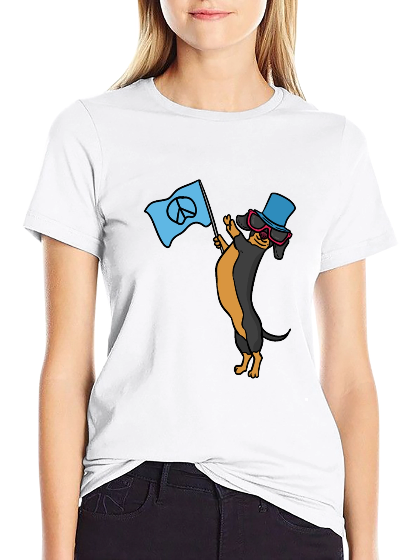Cool Dachshund Peace Sign T-Shirt