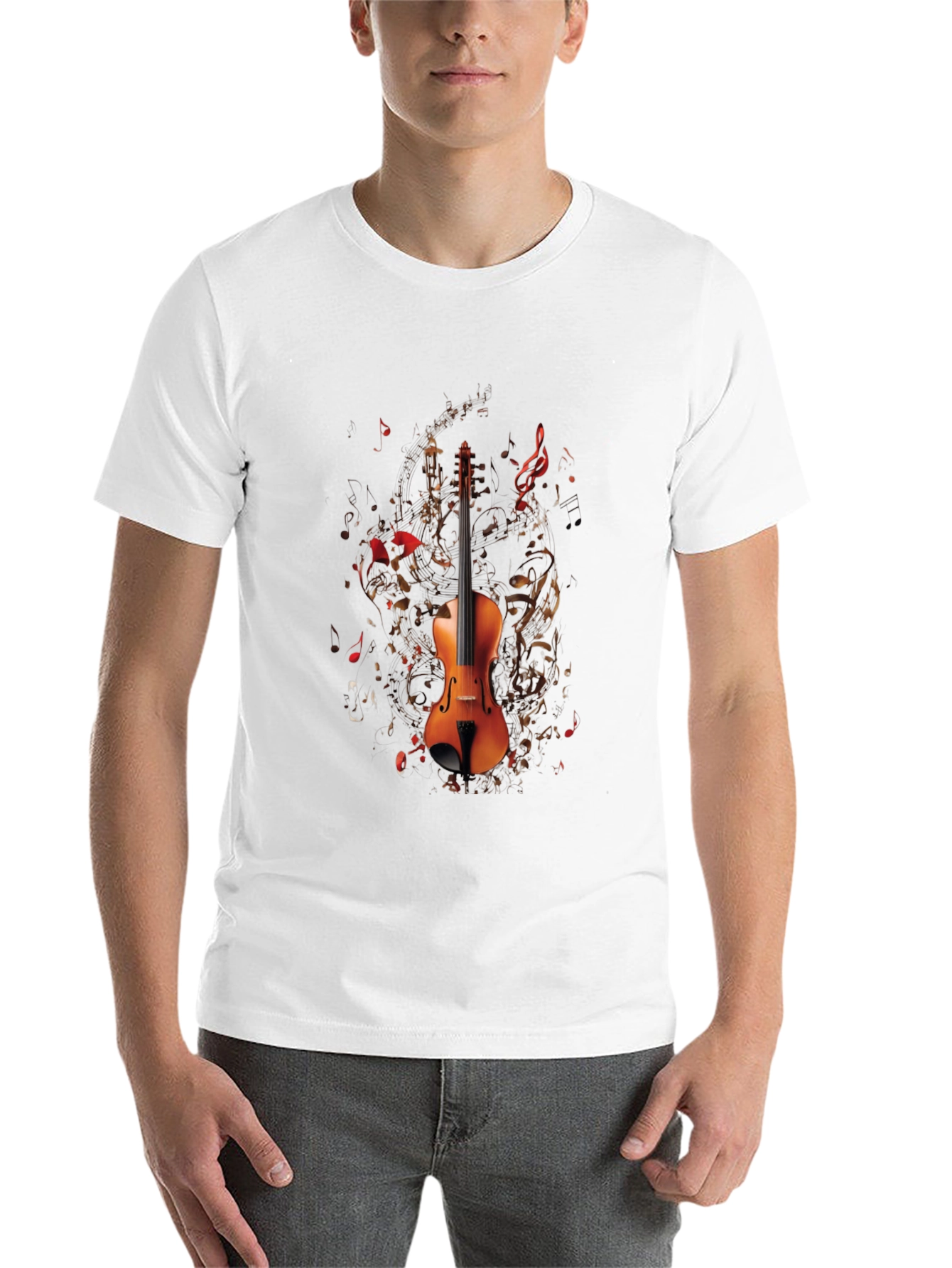 Musical Violin Graphic T-Shirt - Black