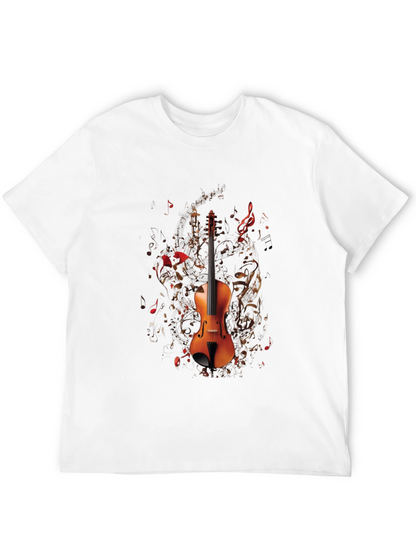 Musical Violin Graphic T-Shirt - Black