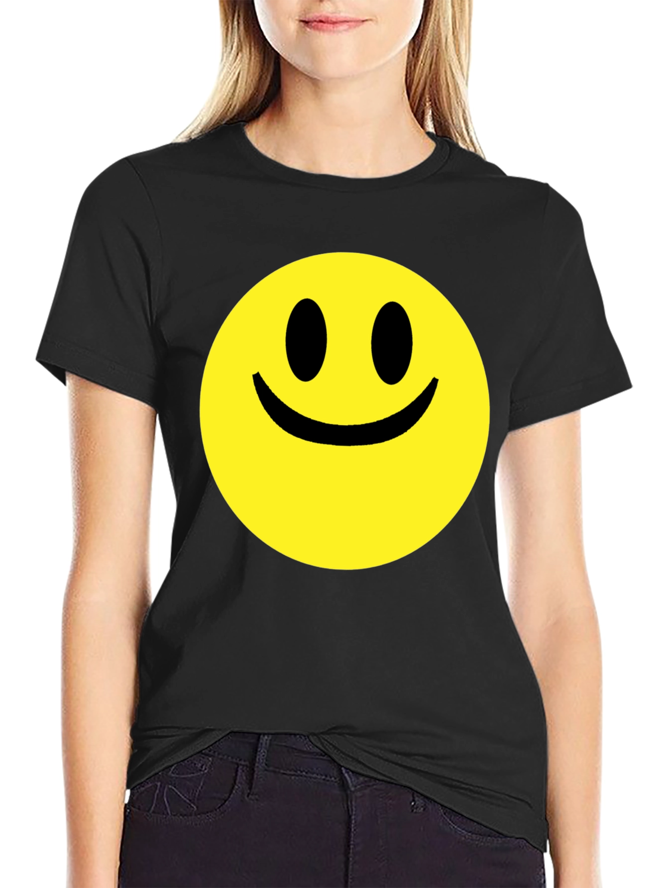 Smiley Face Graphic Black T-Shirt
