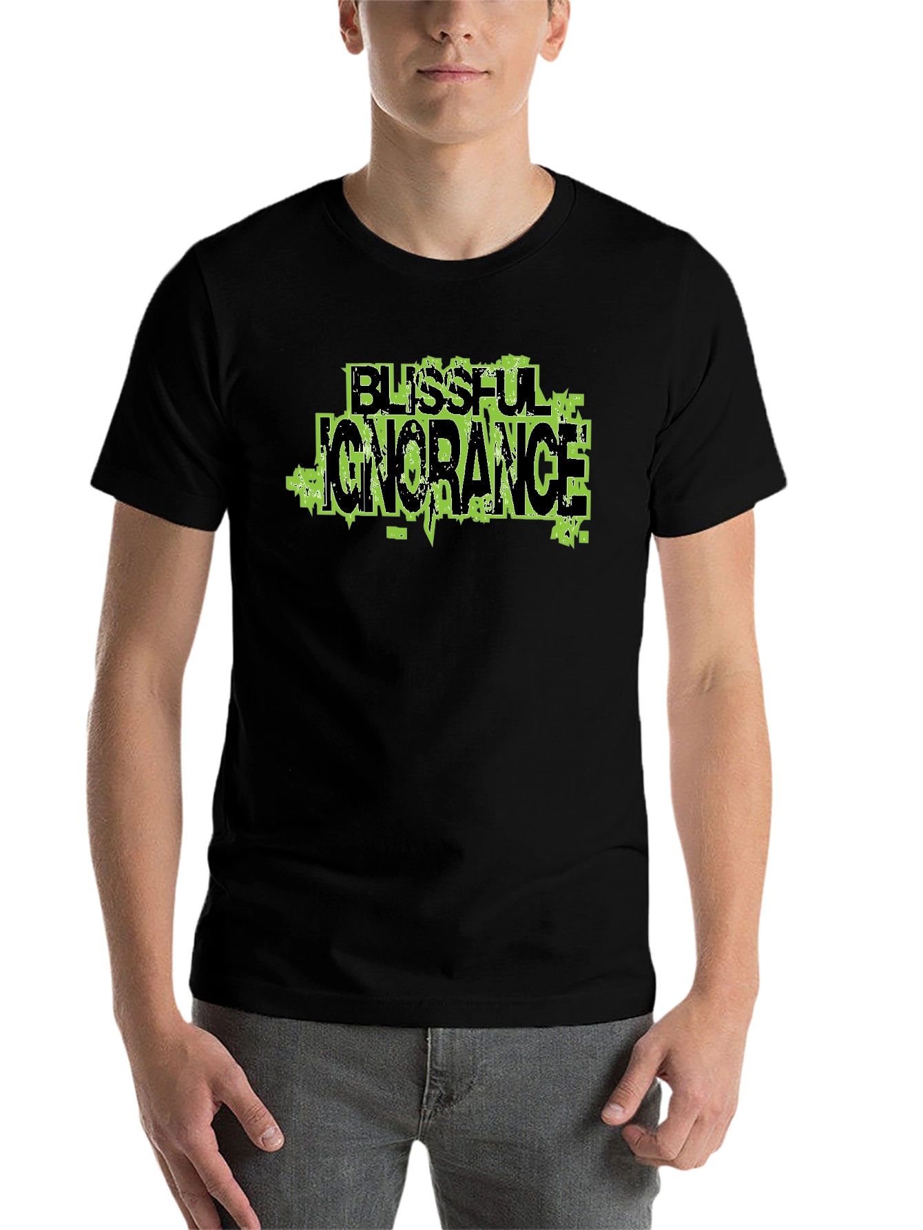 Blissful Ignorance Graphic Print Black T-Shirt