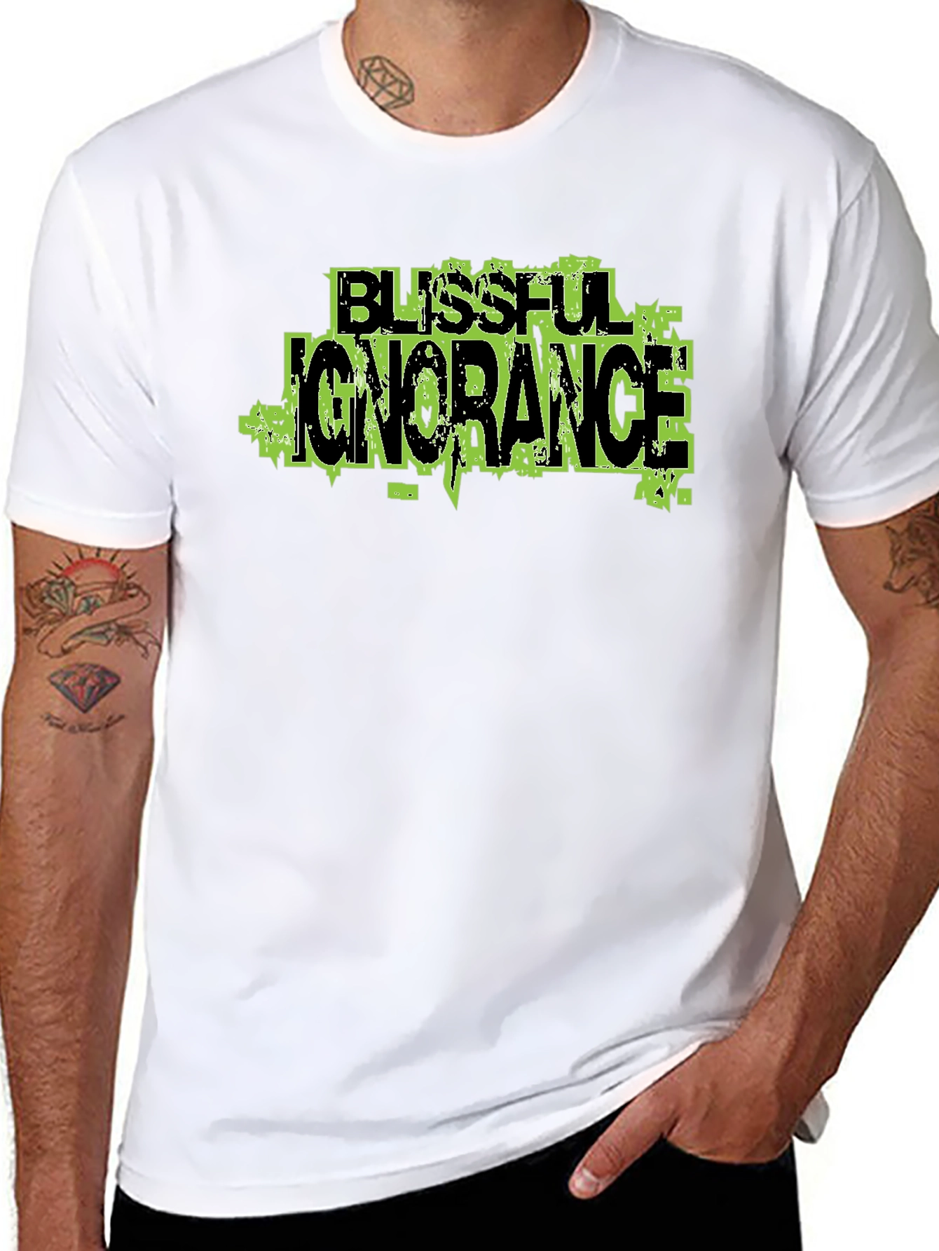 Blissful Ignorance Graphic Print Black T-Shirt