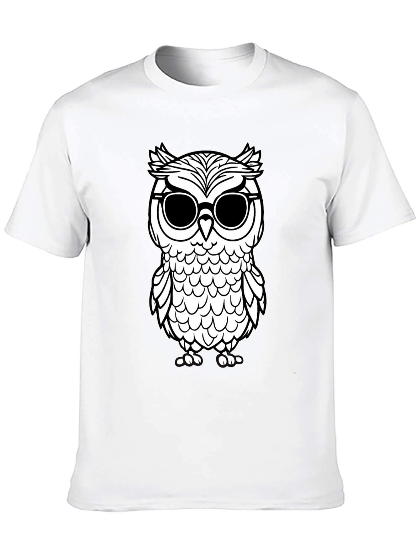 Cool Owl Graphic Tee - Black Cotton T-Shirt