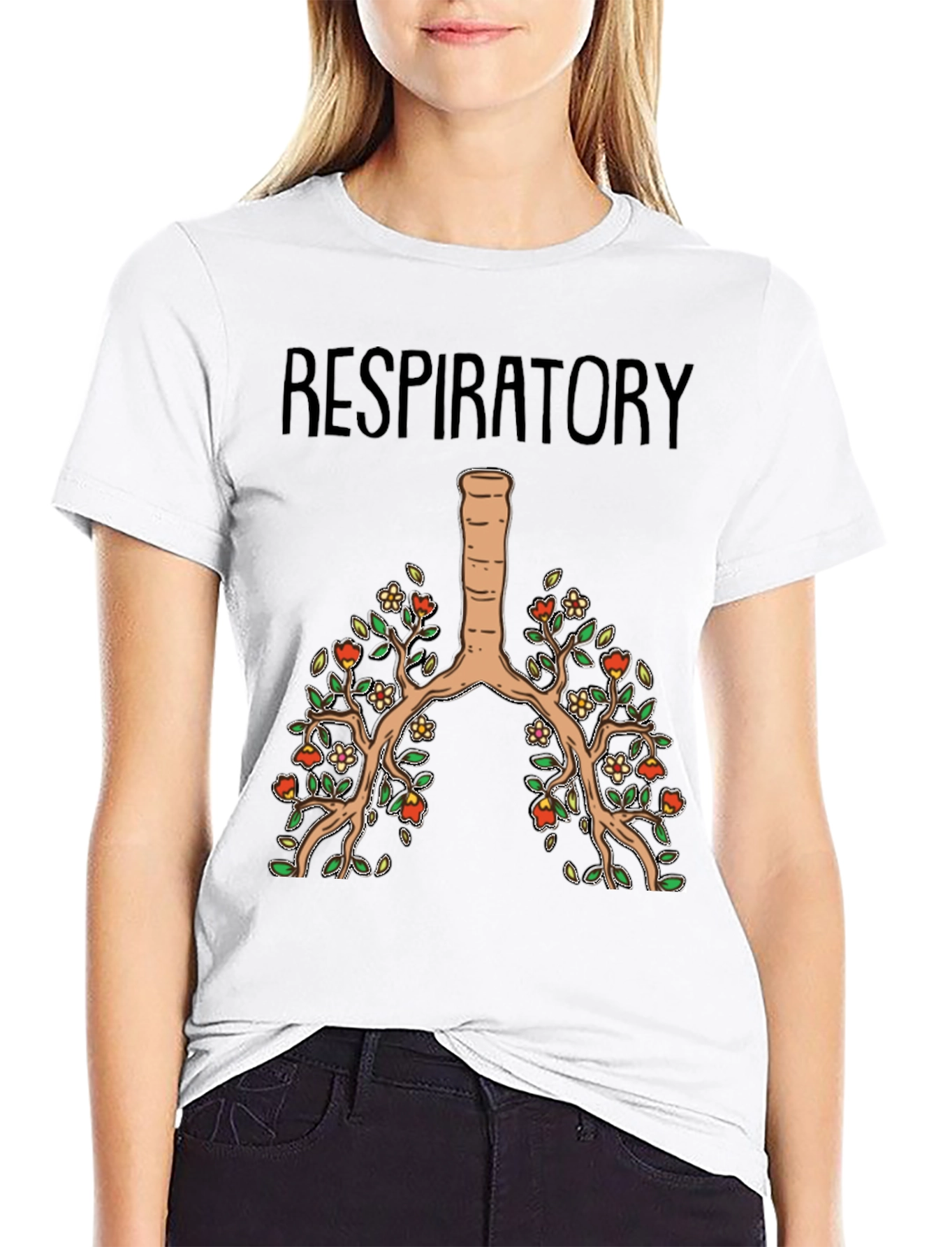 Respiratory System Floral Lung Anatomy T-Shirt