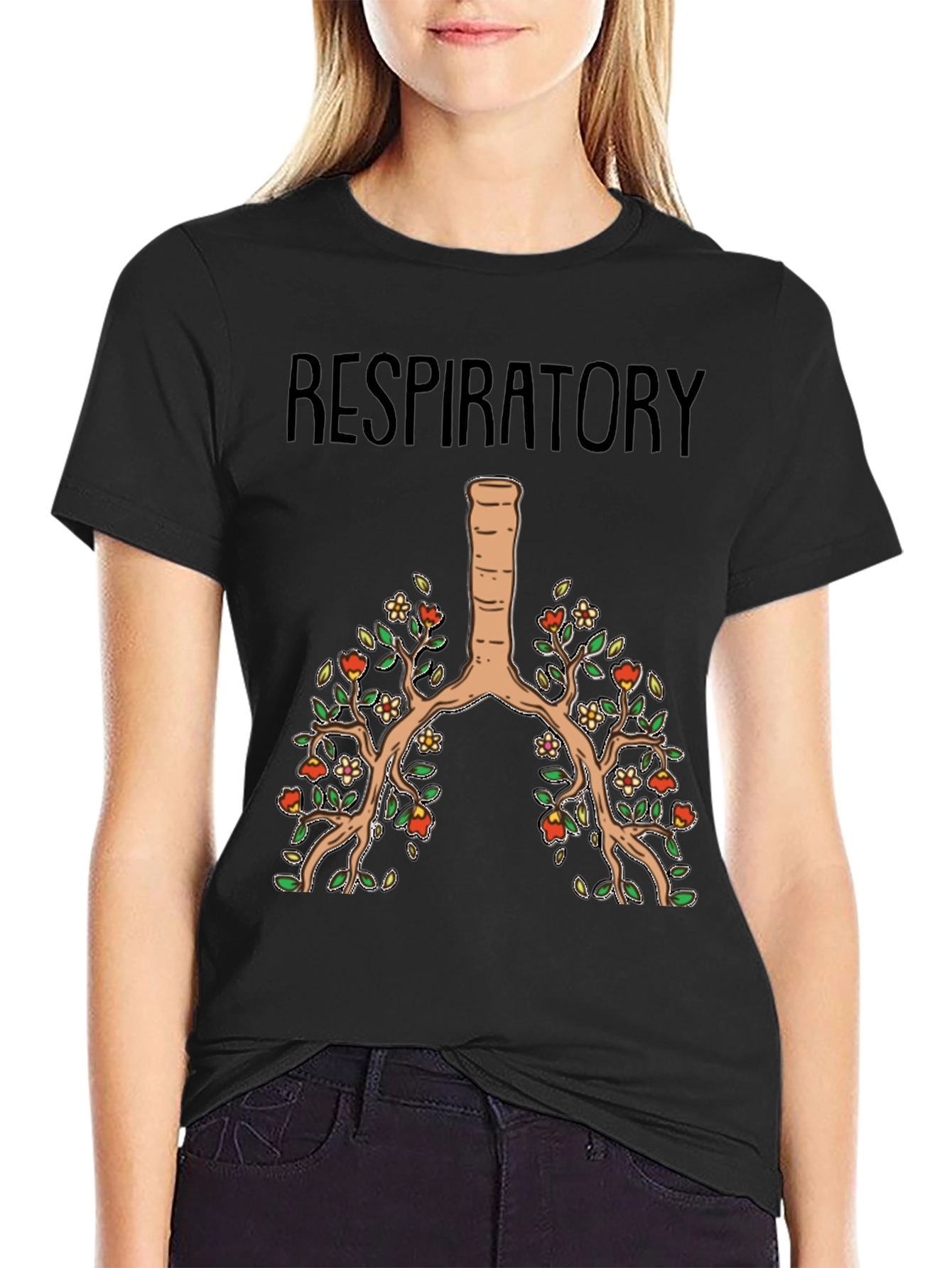 Respiratory System Floral Lung Anatomy T-Shirt