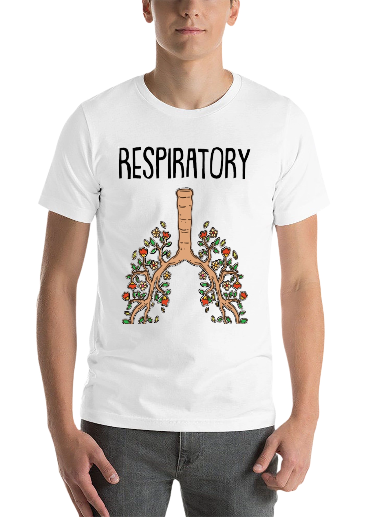 Respiratory System Floral Lung Anatomy T-Shirt