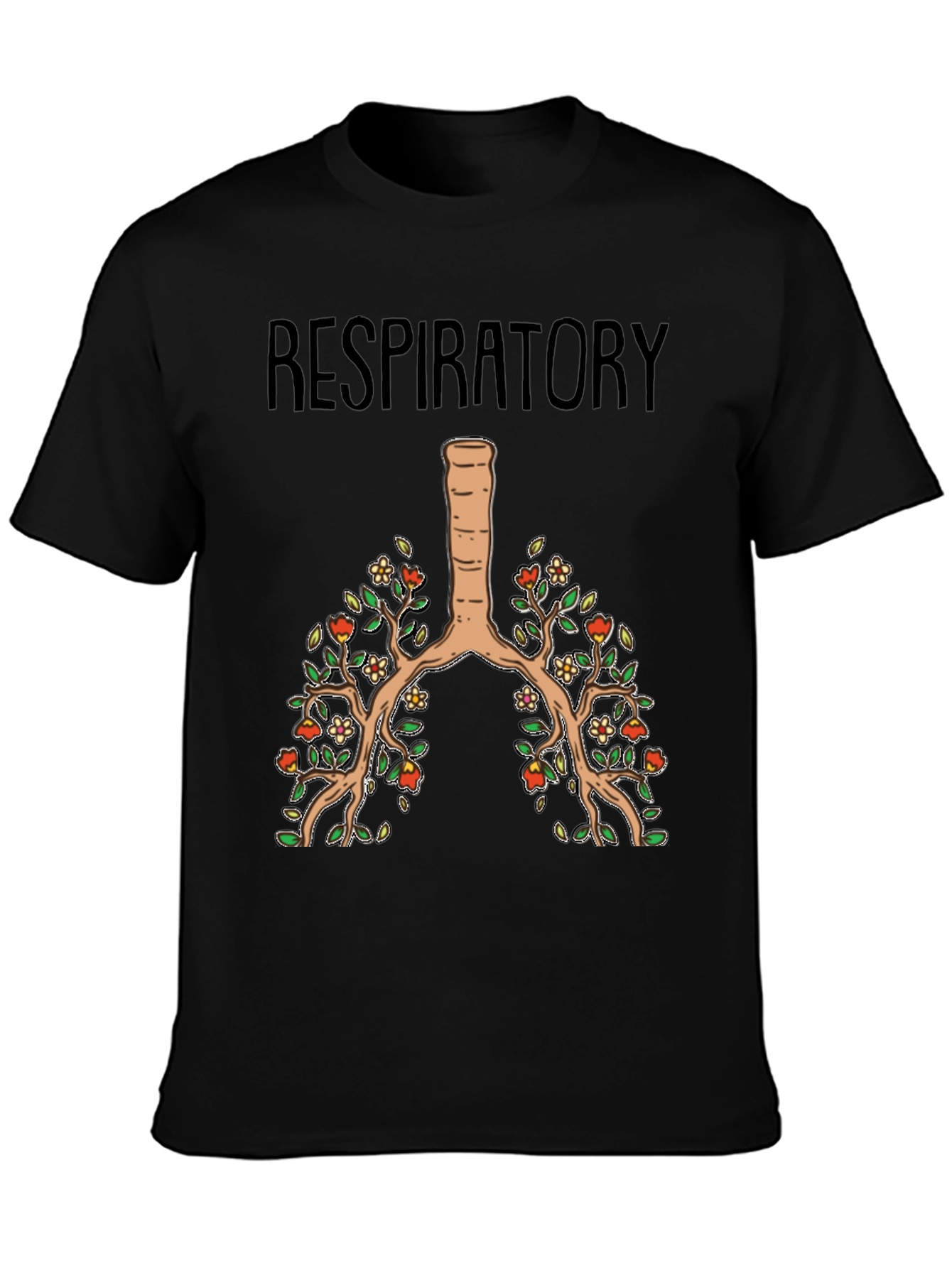 Respiratory System Floral Lung Anatomy T-Shirt