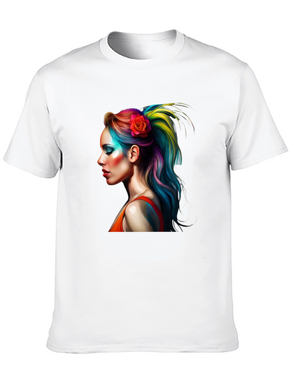 Rainbow Hair Woman Graphic T-Shirt - Unique Design