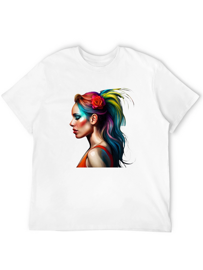 Rainbow Hair Woman Graphic T-Shirt - Unique Design