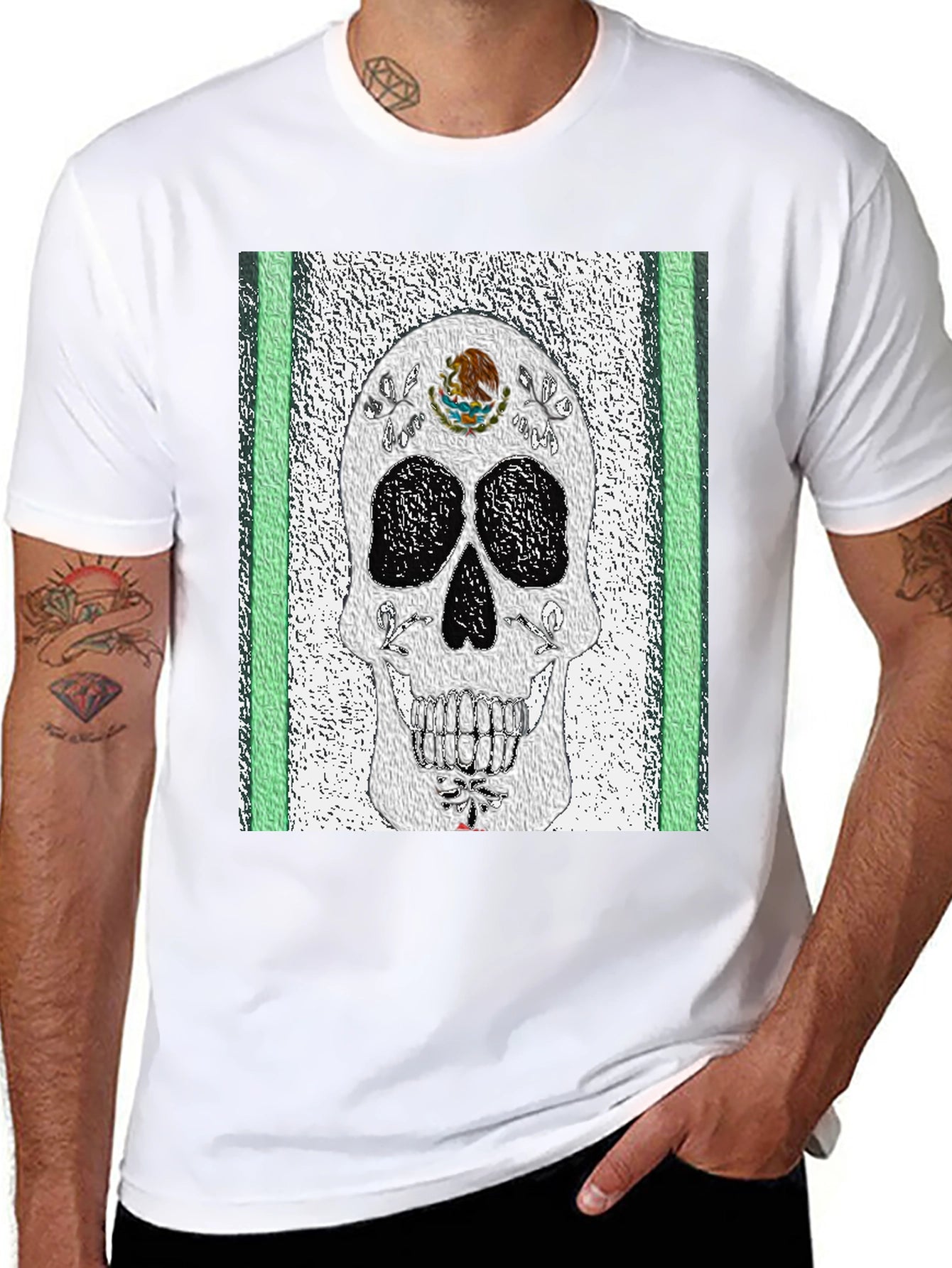 Mexican Flag Sugar Skull T-Shirt